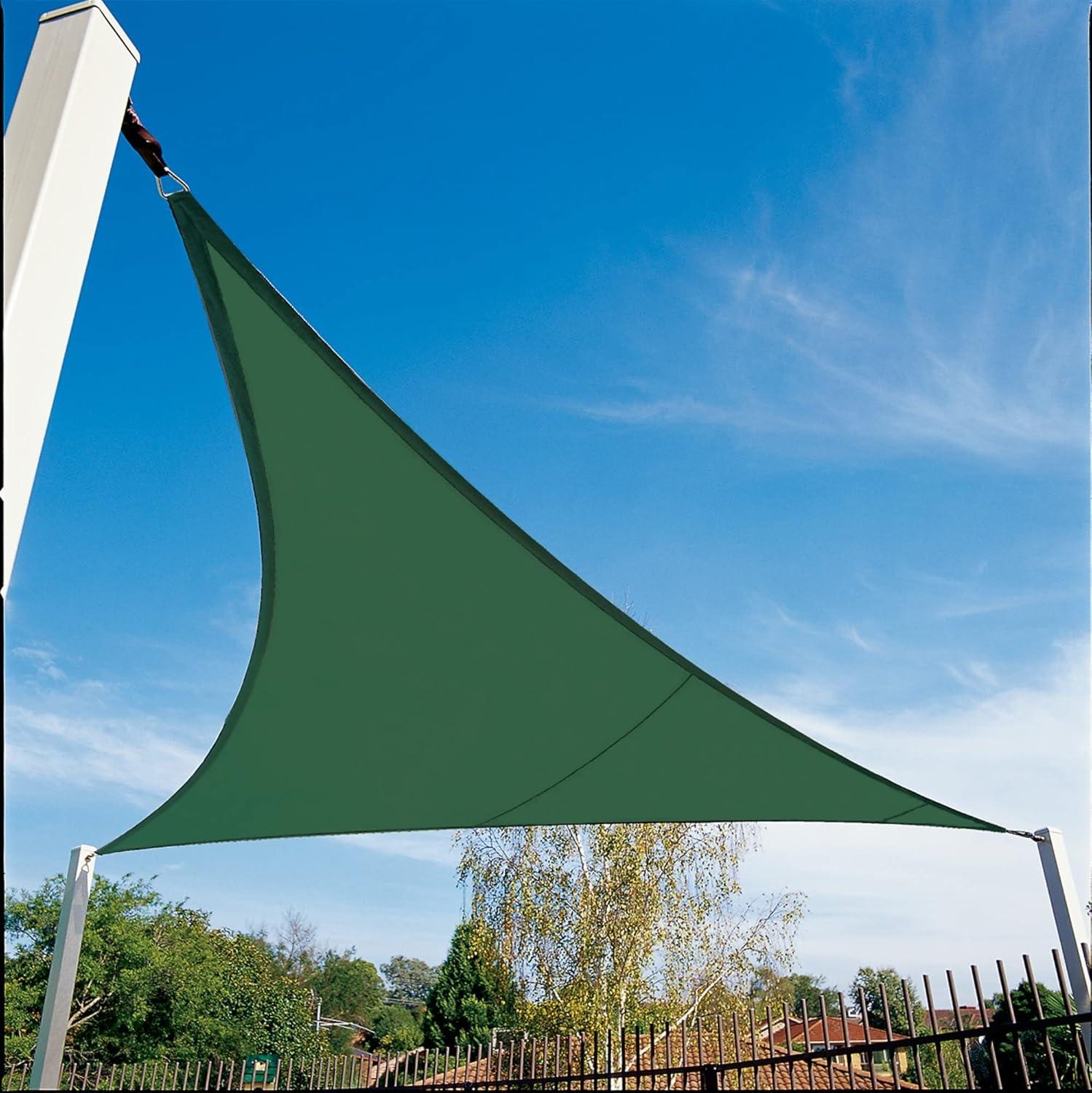 Coolaroo Coolhaven Outdoor Sun Shade Sail 95% UV Block Protection for Garden, Patio, Backyard, 15' x 12' x 9' Triangle, Heritage Green