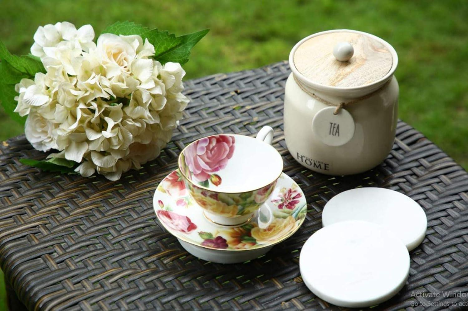 Mercer41 Raniyha Marble Round Coaster 4-Pack