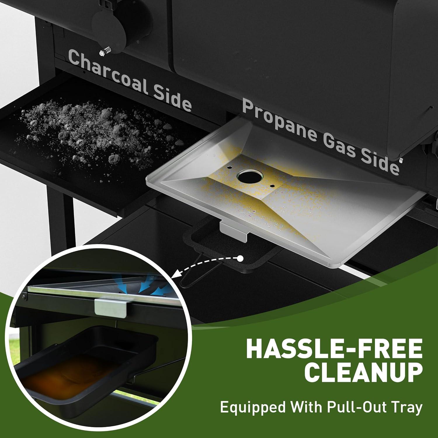 Brand-man Propane Gas Grill And Charcoal Grill Combo,grill And Griddle Combo Dual Fuel Bbq Grill With Dual Lids For Outdoor Barbecue