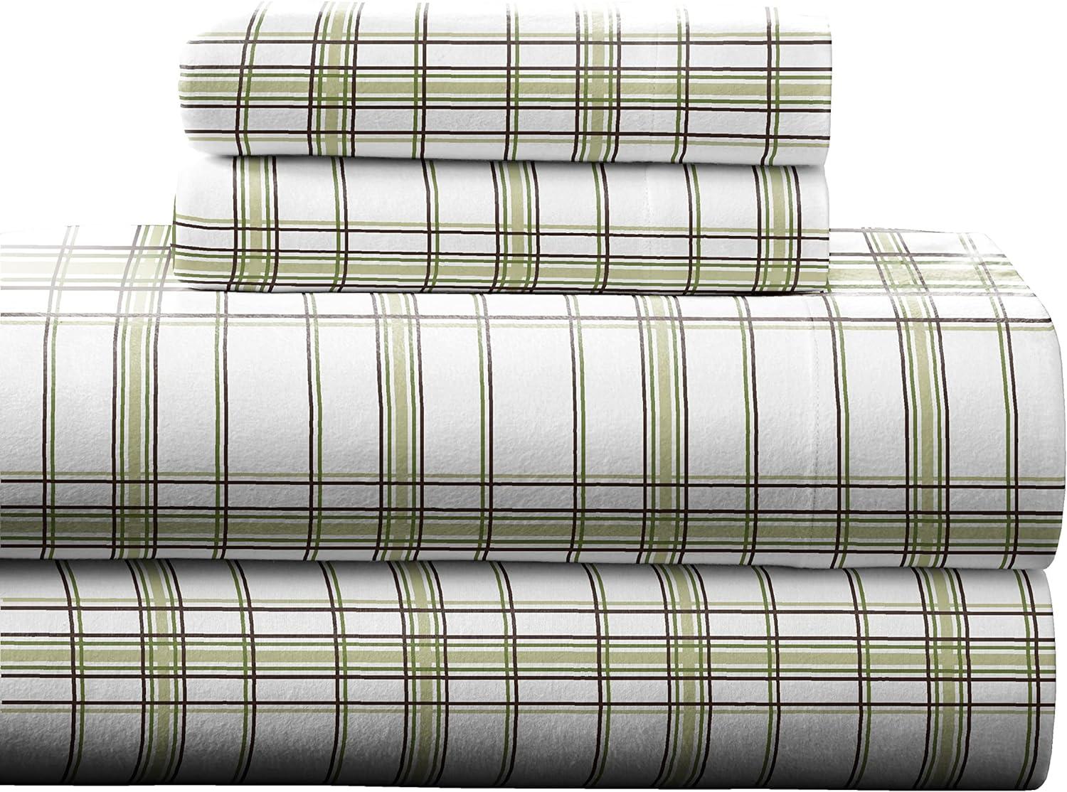 Pointehaven Flannel Plaid Sheet Set
