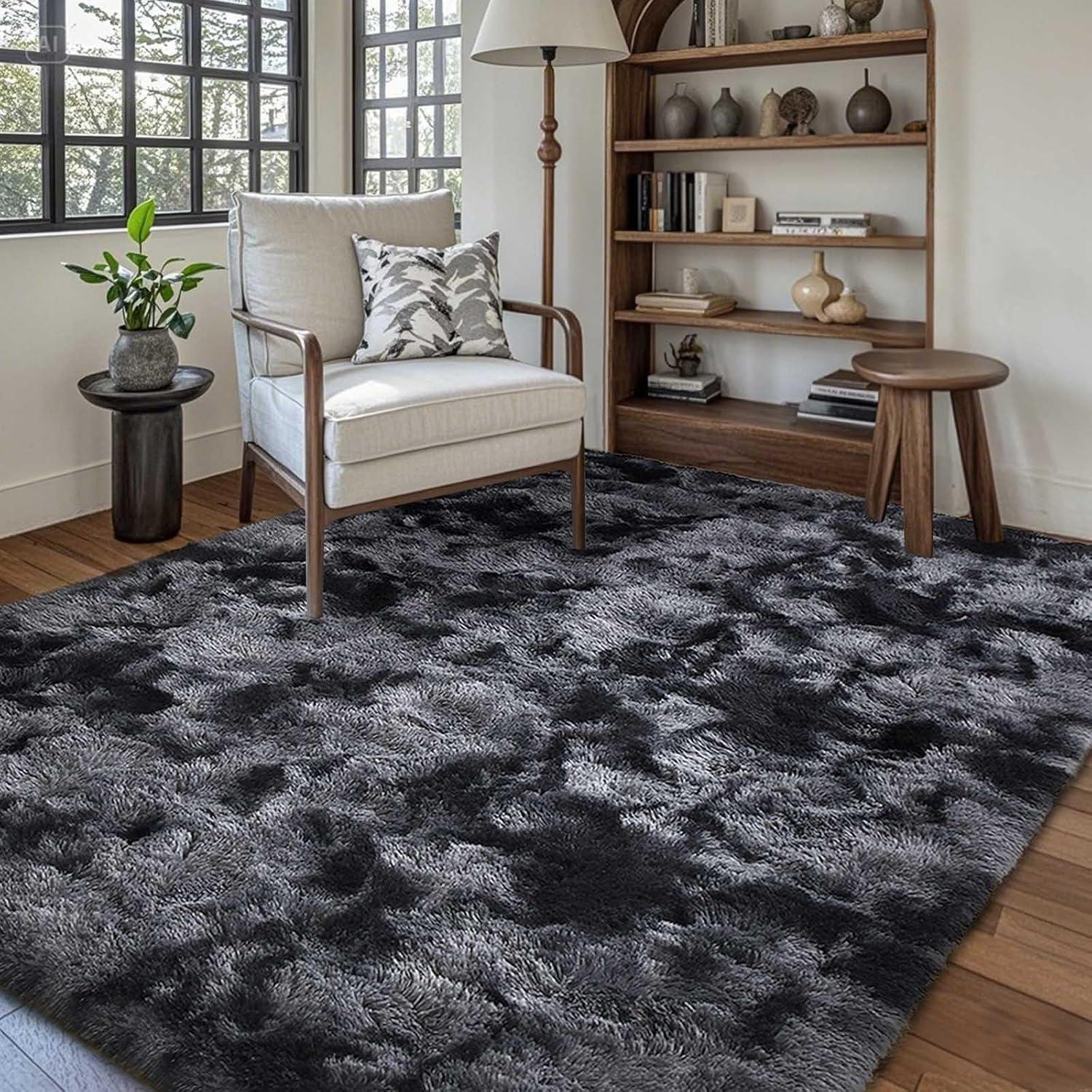 Noahas Fluffy Shaggy Rugs, 5x8 Feet Purple Plush Rugs for Girls Bedroom, Soft Kids Room Carpets, Large Bedside Rug, Upgrade Non-Slip Rugs for Children Nursery Dorm Home Decor, Purple