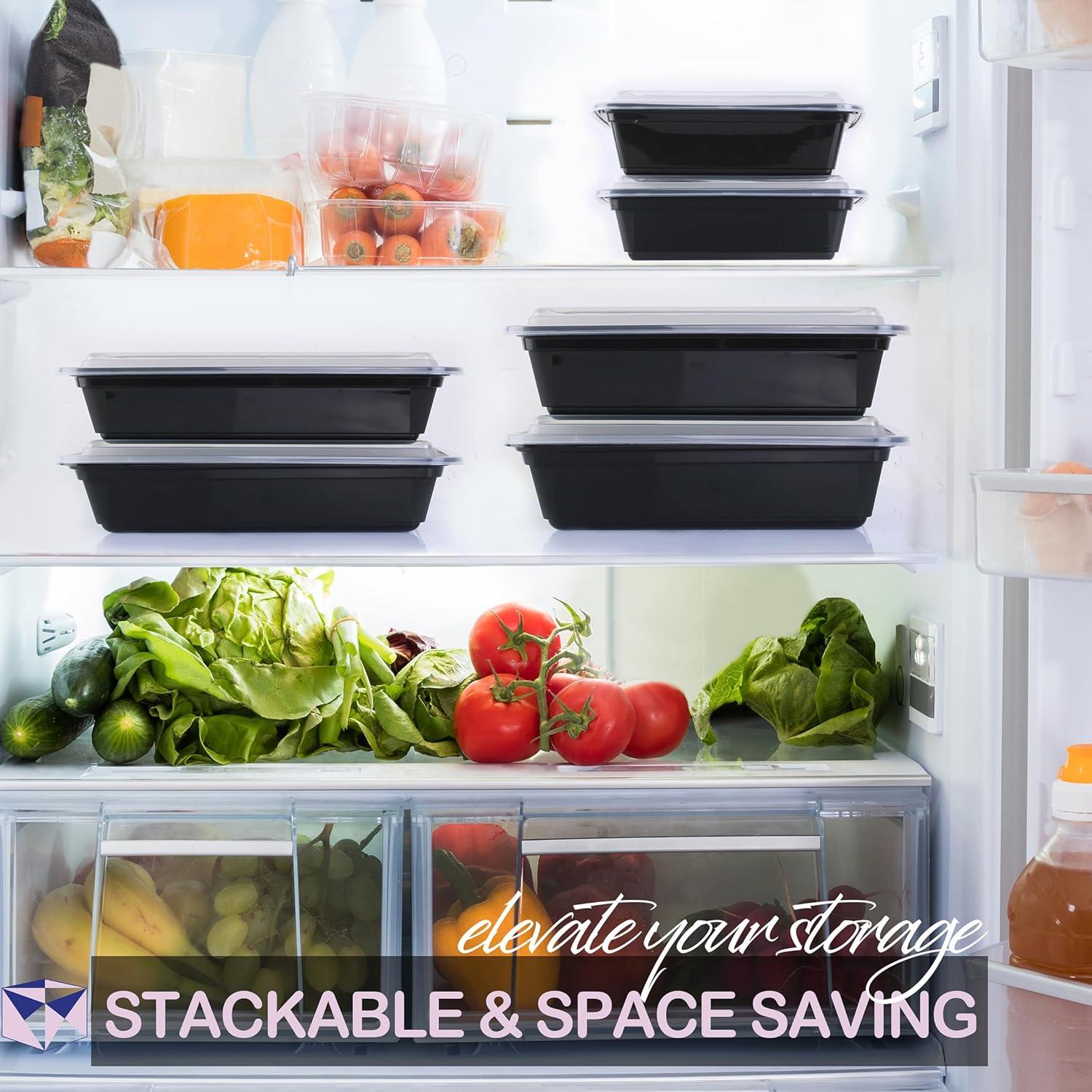 50 Pack Meal Prep Containers Reusable: 24 oz Food Prep Containers with Lids Leakproof, Food Storage Containers Stackable To Go Food Containers, Take Out Containers Microwave Freezer Dishwasher Safe