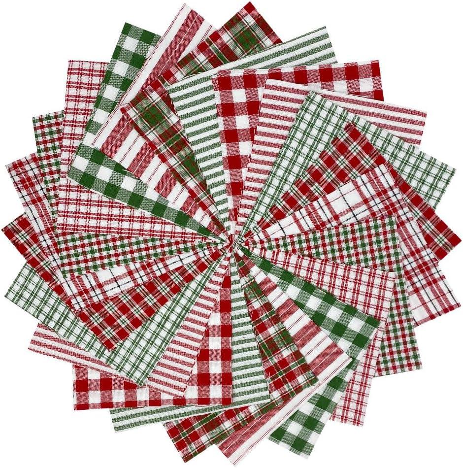 40+ Merry Christmas Red & Green Plaid Homespun 6"x6" Precut Quilt Squares Charm Pack by JCS Fabric
