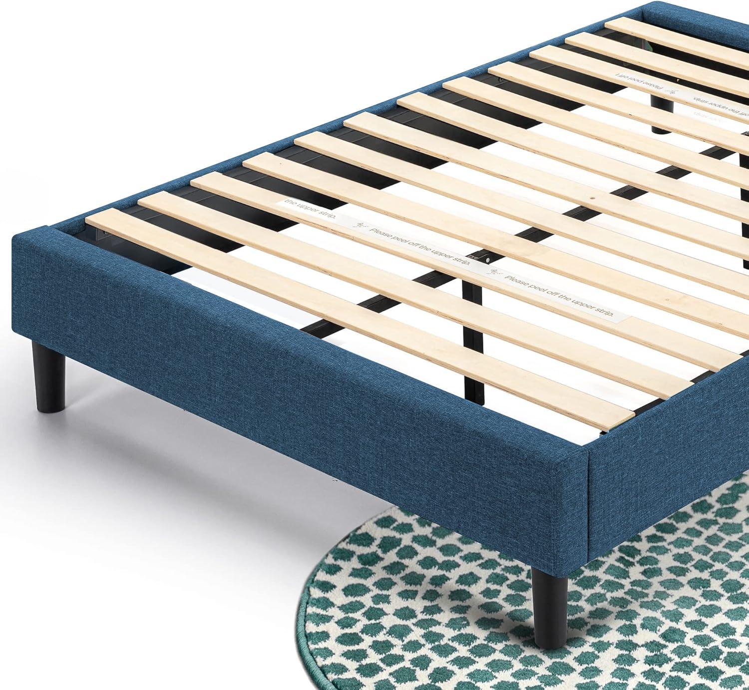 Zinus Curtis 13" Upholstered Platform Bed Frame, Navy, Queen