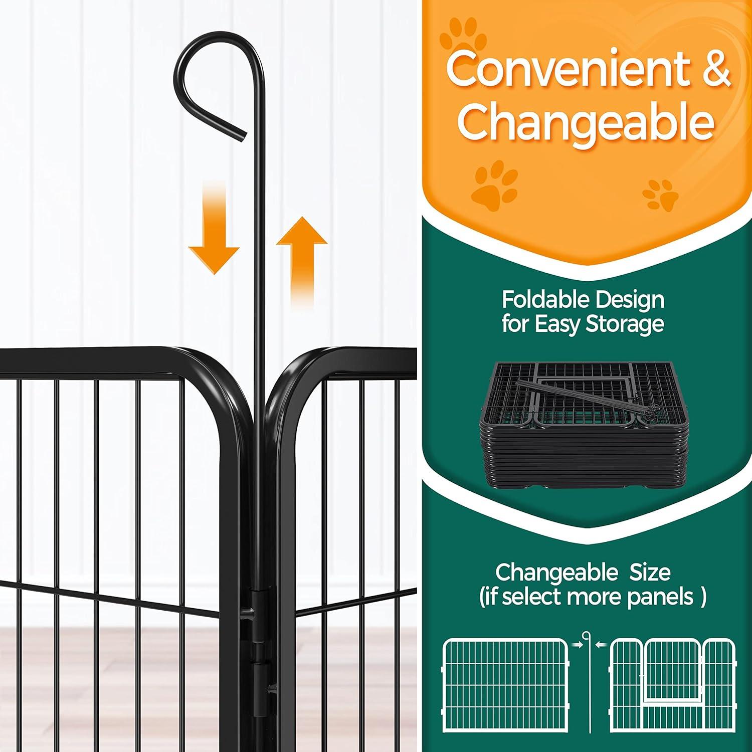 Yaheetech Dog Playpen Outdoor, 24 inch 32 Panels Dog Pen Indoor Heavy Duty Puppy Exercise Pen Metal Pet Fence for RV Camping/Yard/Garden