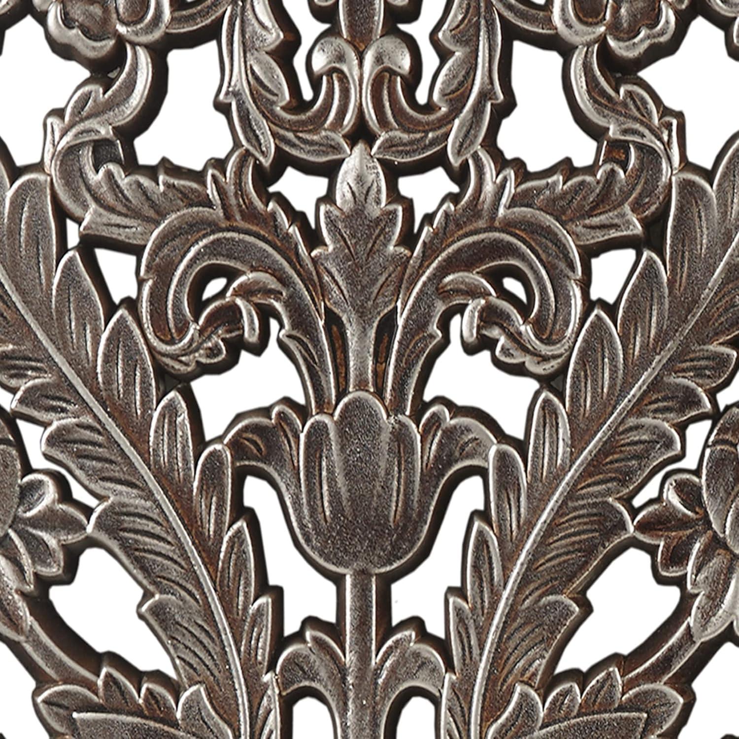 2pc Botanical Carved Wall Decor Panel Set Bronze - Madison Park: MDF Antique Finish, Vertical Orientation