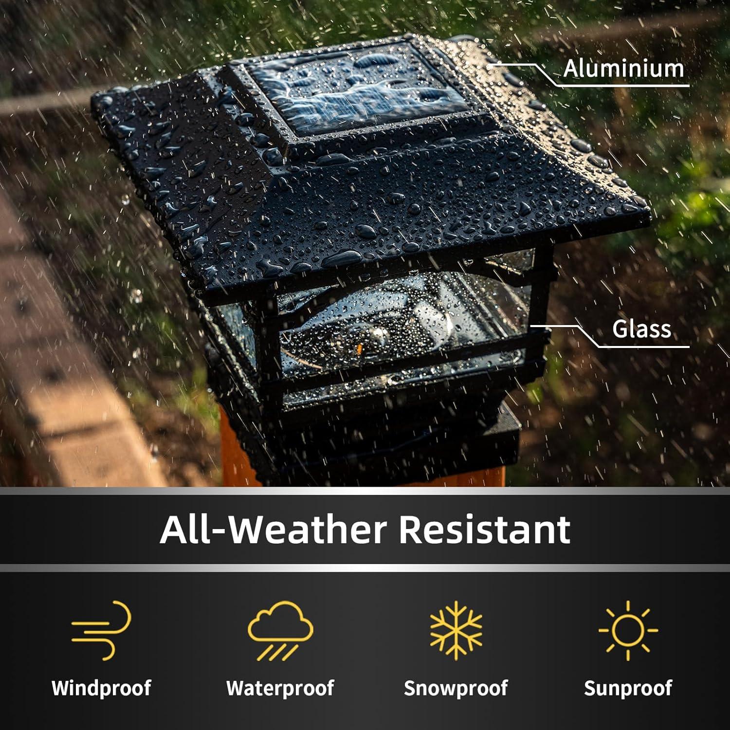 Kingsbridge Dual Lighted Solar Post Cap, Black