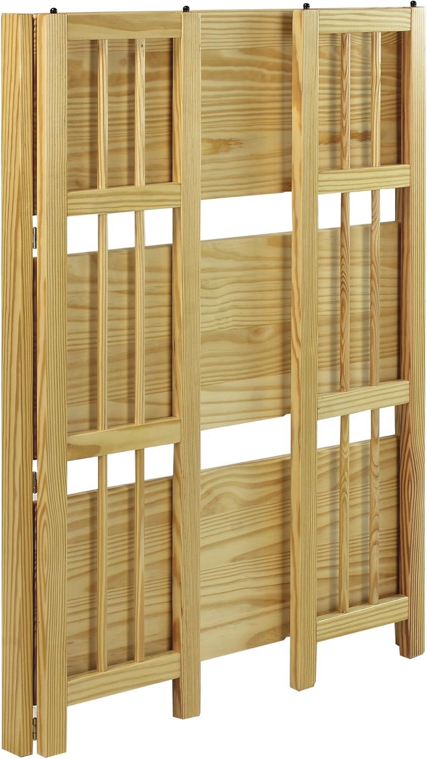3-Shelf Folding Stackable Bookcase 27.5" Wide-Natu