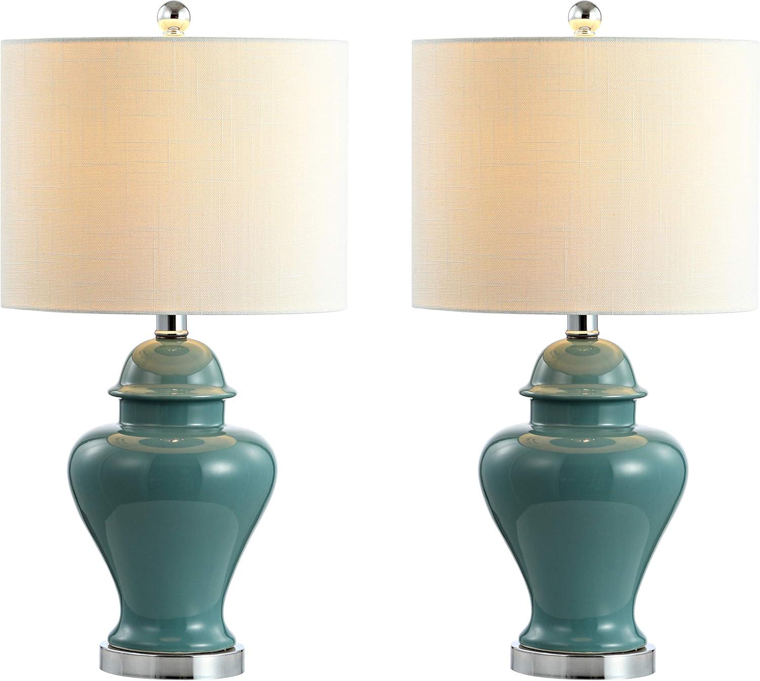 JONATHAN Y Qin 22" Ceramic/Iron Classic Cottage LED Table Lamp, Jade Green
