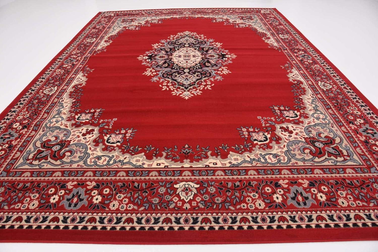 Rugs.com Amaya Collection Rug – 10' x 13' Red Medium Rug Perfect For Living Rooms, Large Dining Rooms, Open Floorplans