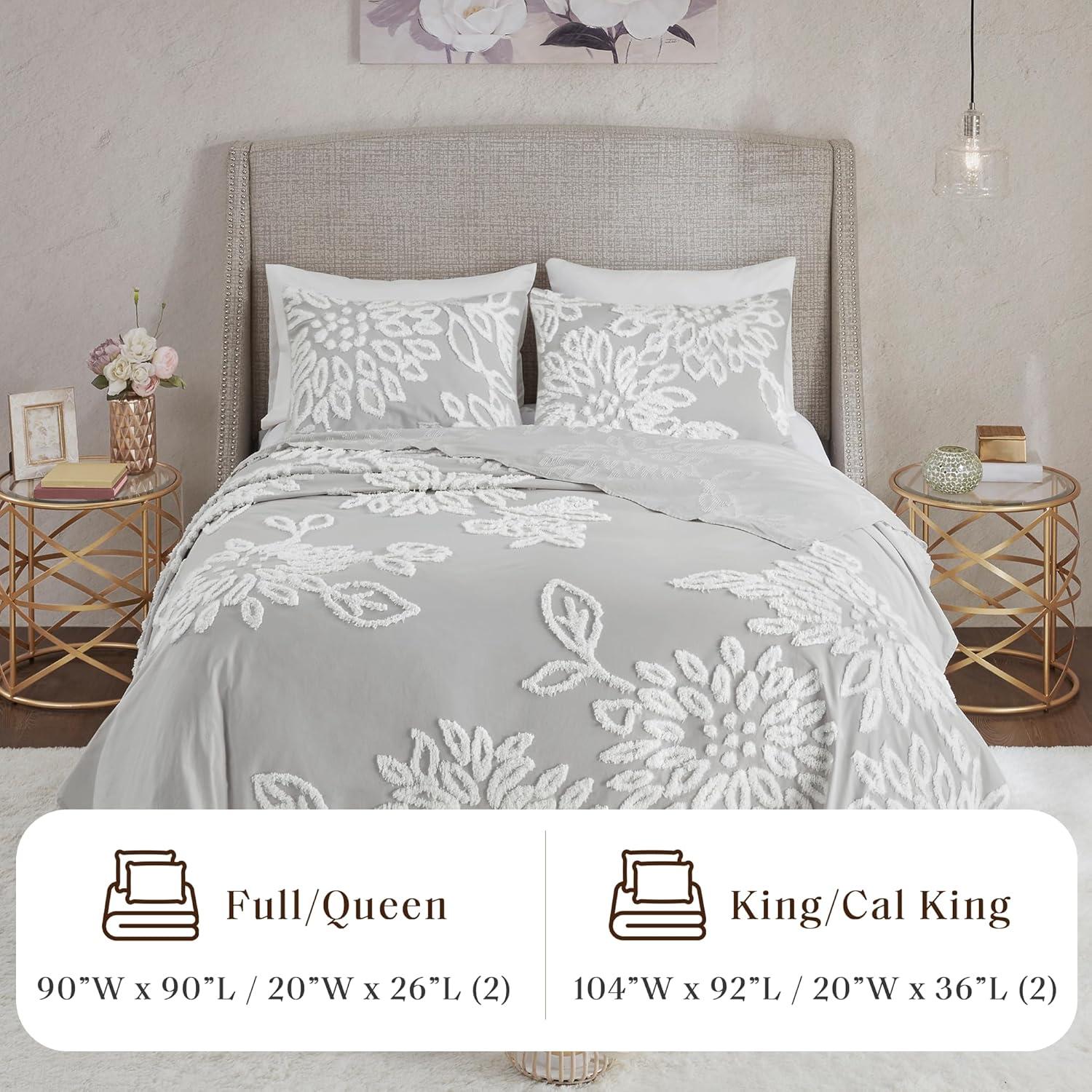 Kelly Clarkson Home Gwyneth 3 Piece Tufted Cotton Chenille Floral Duvet Cover Set