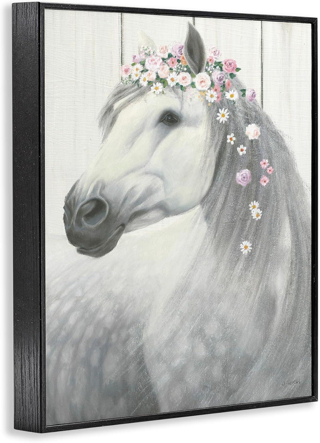 The Stupell Home Decor Collection Spirit Stallion Horse with Flower Crown Framed Giclee Wall Art