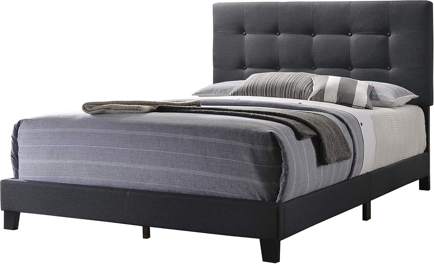 Mapes Tufted Upholstered Queen Bed Charcoal