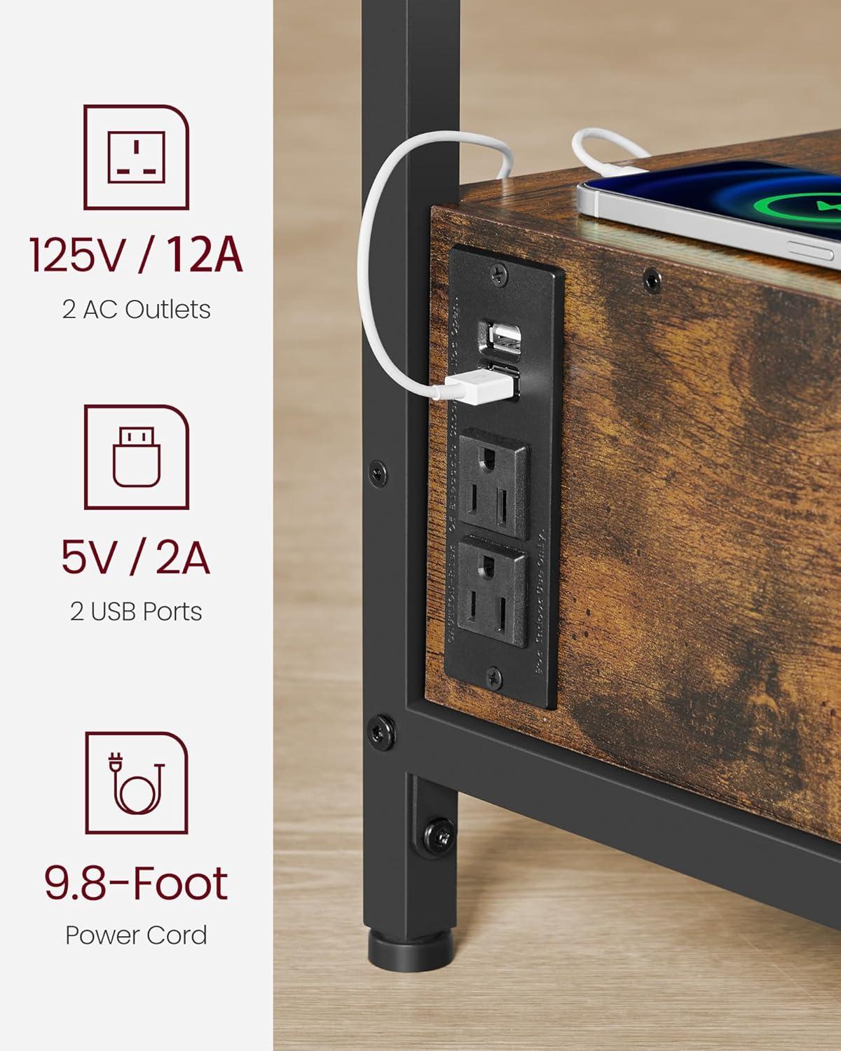 VASAGLE Lift Top Coffee Table with Storage Drawers, Coffee Table for Living Room with Lifting Top, Hidden Compartments and Open Shelf, Rustic Brown and Ink Black ULCT209K01