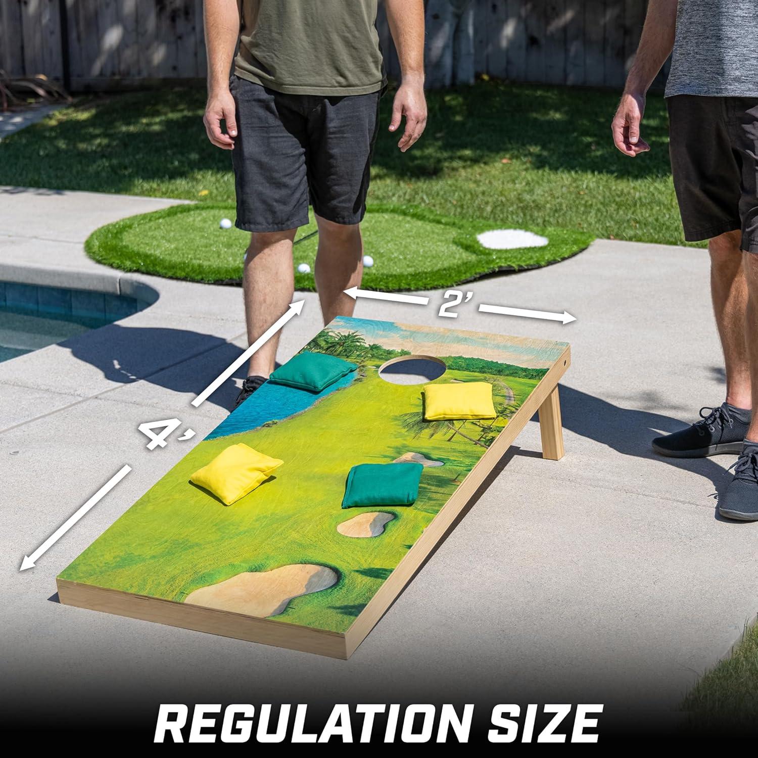 GoSports Gosports 4'x2' Reguation Size Premium Wood Cornhole Set - Golf Themed Design