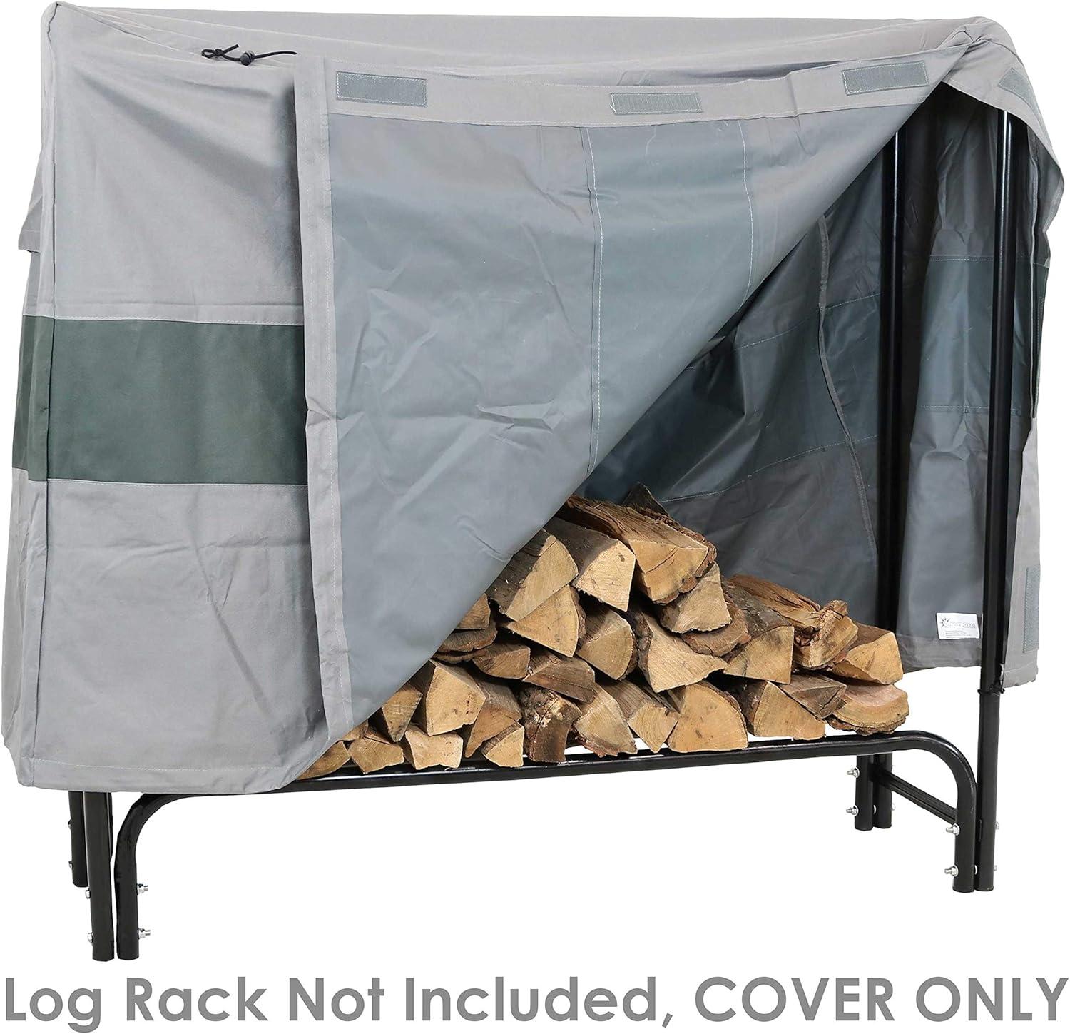 Sunnydaze Outdoor Weather-Resistant Heavy-Duty Polyester with PVC Backing Firewood Log Rack Cover - Gray and Green