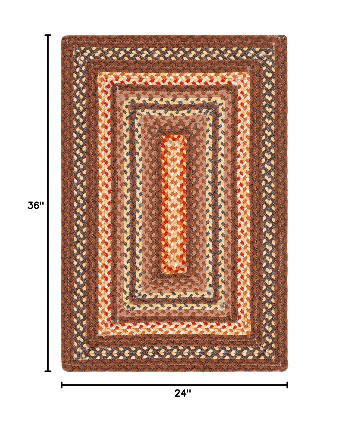 SAFAVIEH Braided Angel Bordered Machine Washable Reversible Area Rug, Brown/Light Brown, 2' x 3'