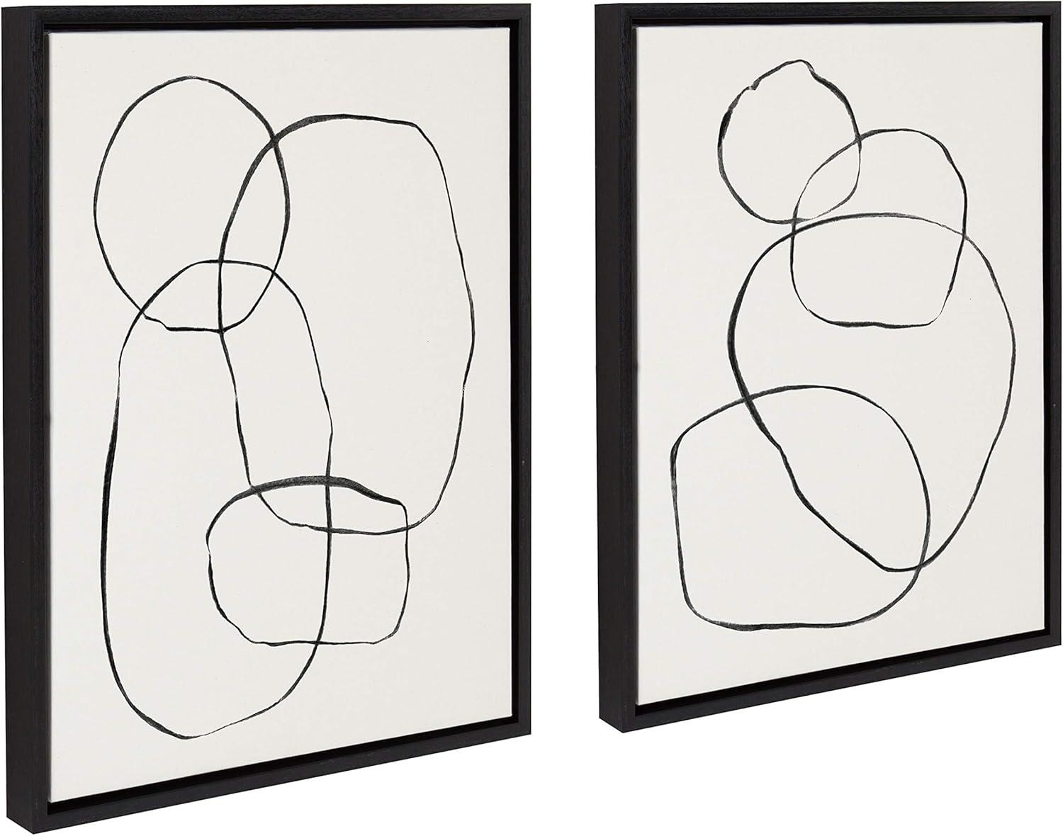 18" x 24" (Set of 2) Sylvie Modern Circles and Going in Circles by Framed Wall Canvas Set Black - Kate & Laurel All Things Decor