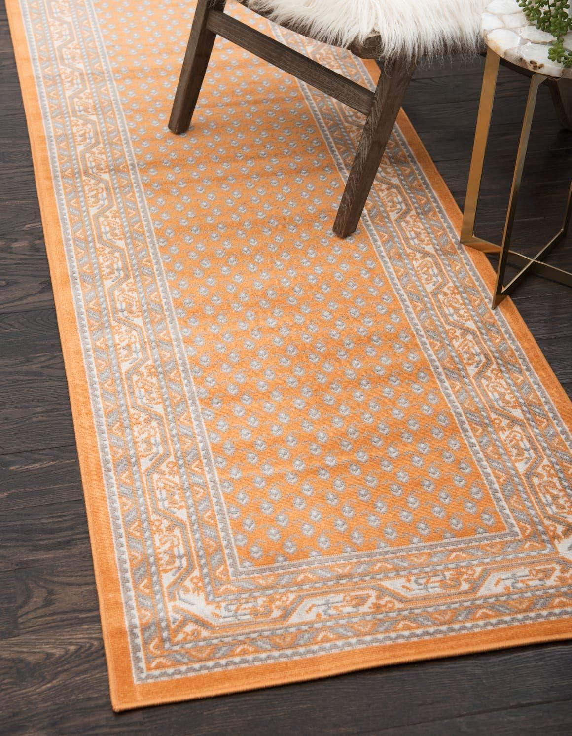 Unique Loom Williamsburg Collection Area Rug - Allover (2' 9" x 9' 10" Runner Orange/Gray)