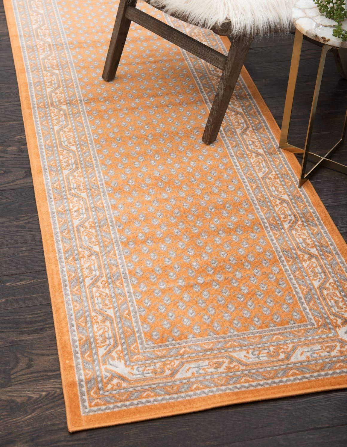 Unique Loom Williamsburg Collection Area Rug - Allover (2' 9" x 9' 10" Runner Orange/Gray)