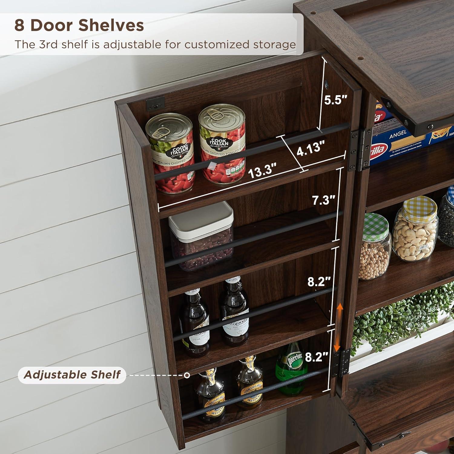 Rosalind Wheeler 72" Tall Kitchen Pantry, Farmhouse Storage Cabinet With Barn Doors, Drawer And Adjustable Shelves