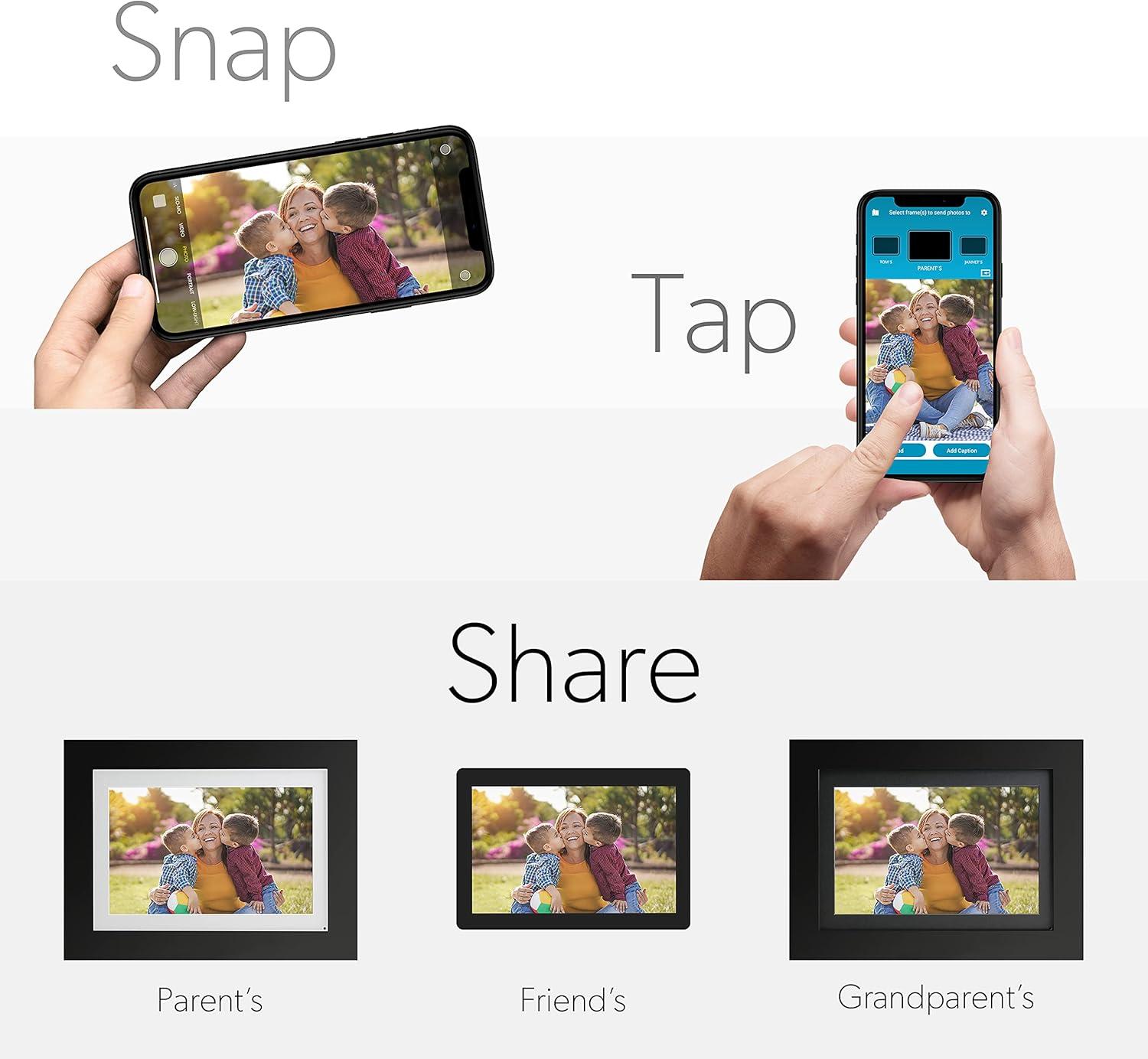 Simplysmart Home Friends And Family 8” Wi-Fi Smart Digital Picture Frame, Send Pictures From Phone To Frame, Hd 1080P Touchscreen, 8Gb Internal Memory