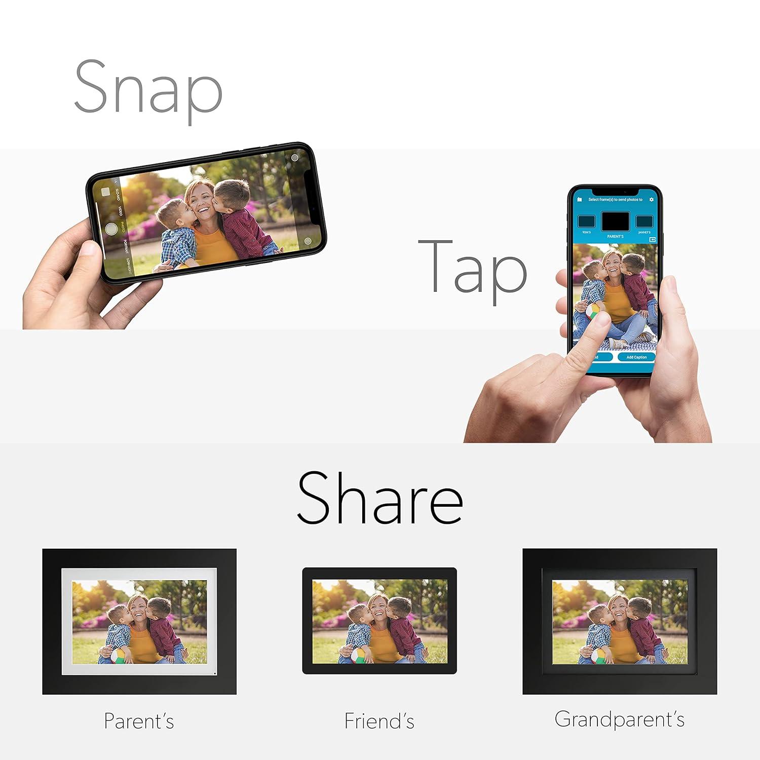 Simplysmart Home Friends And Family 8” Wi-Fi Smart Digital Picture Frame, Send Pictures From Phone To Frame, Hd 1080P Touchscreen, 8Gb Internal Memory