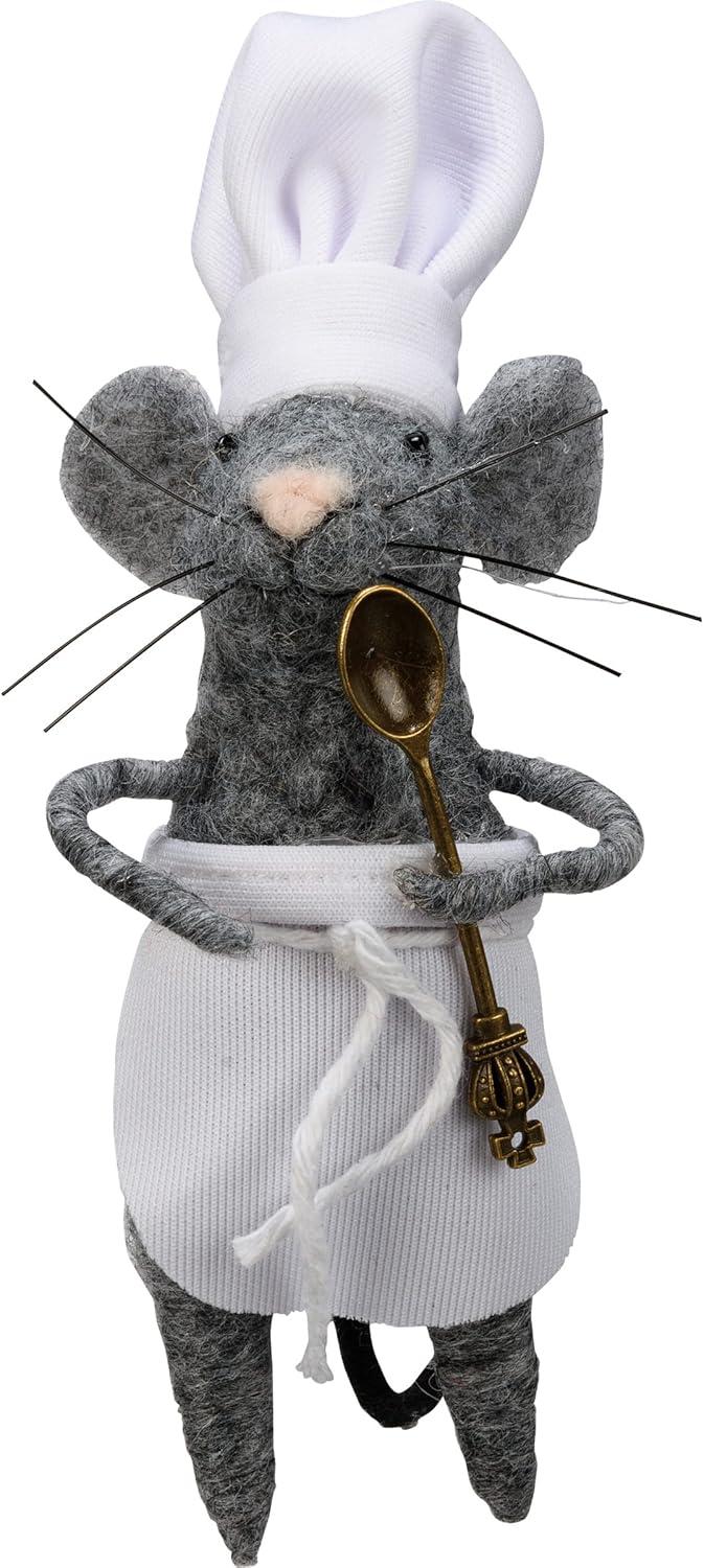 Gray Felt Chef Mice Collectible Figurine Set