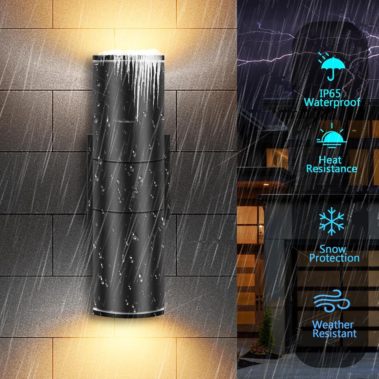 Outdoor Wall Light Fixtures: Cylinder Outdoor Wall Sconce Light - Aluminum Modern Exterior Wall Llights for Porch