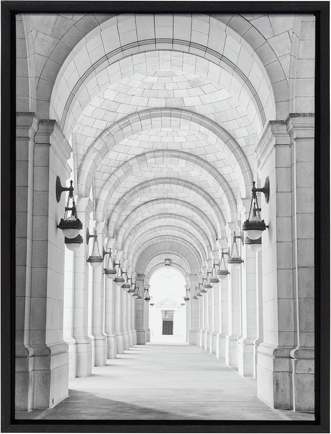 Kate and Laurel Sylvie Union Station Framed Canvas by Golie, 18x24, Black
