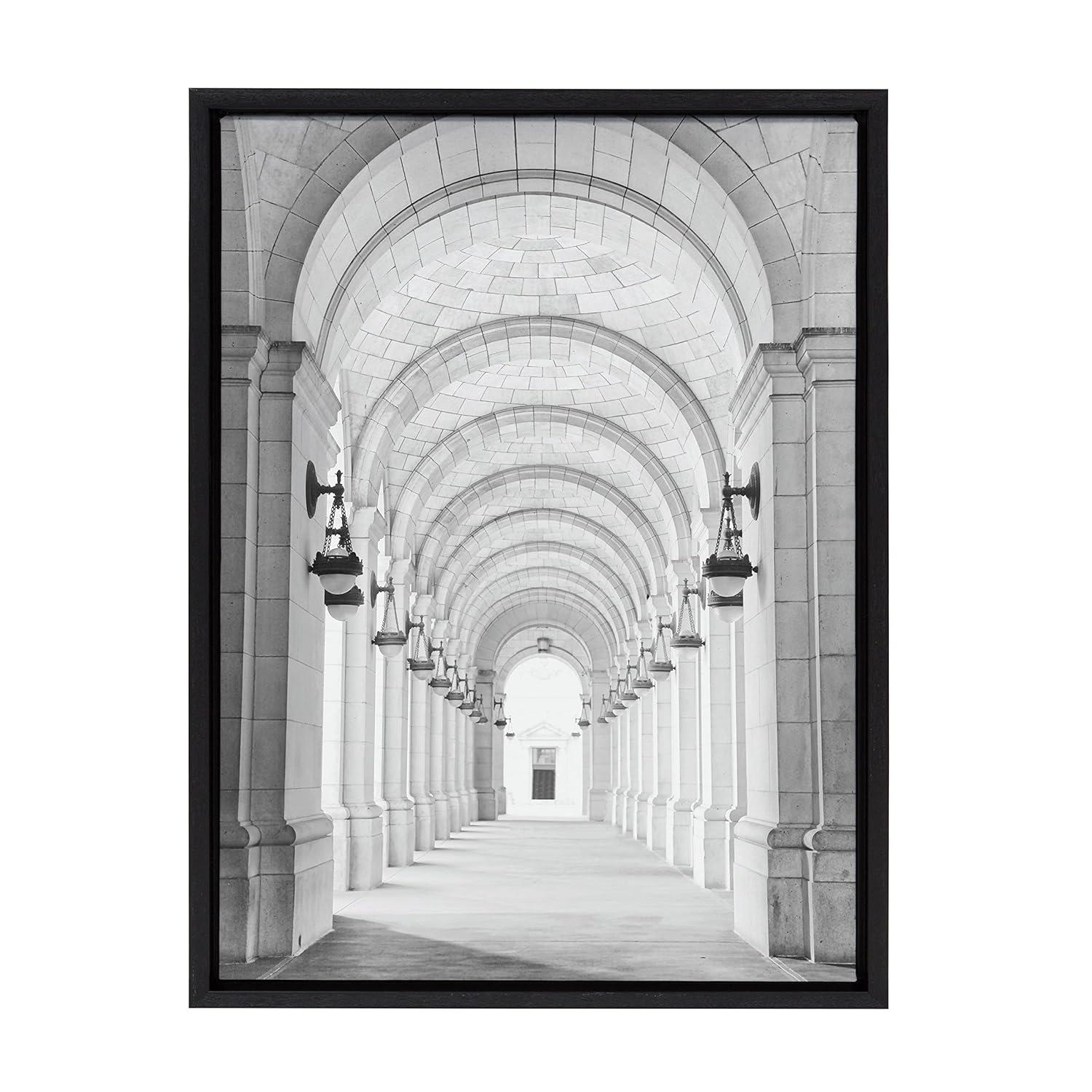 Kate and Laurel Sylvie Union Station Framed Canvas by Golie, 18x24, Black