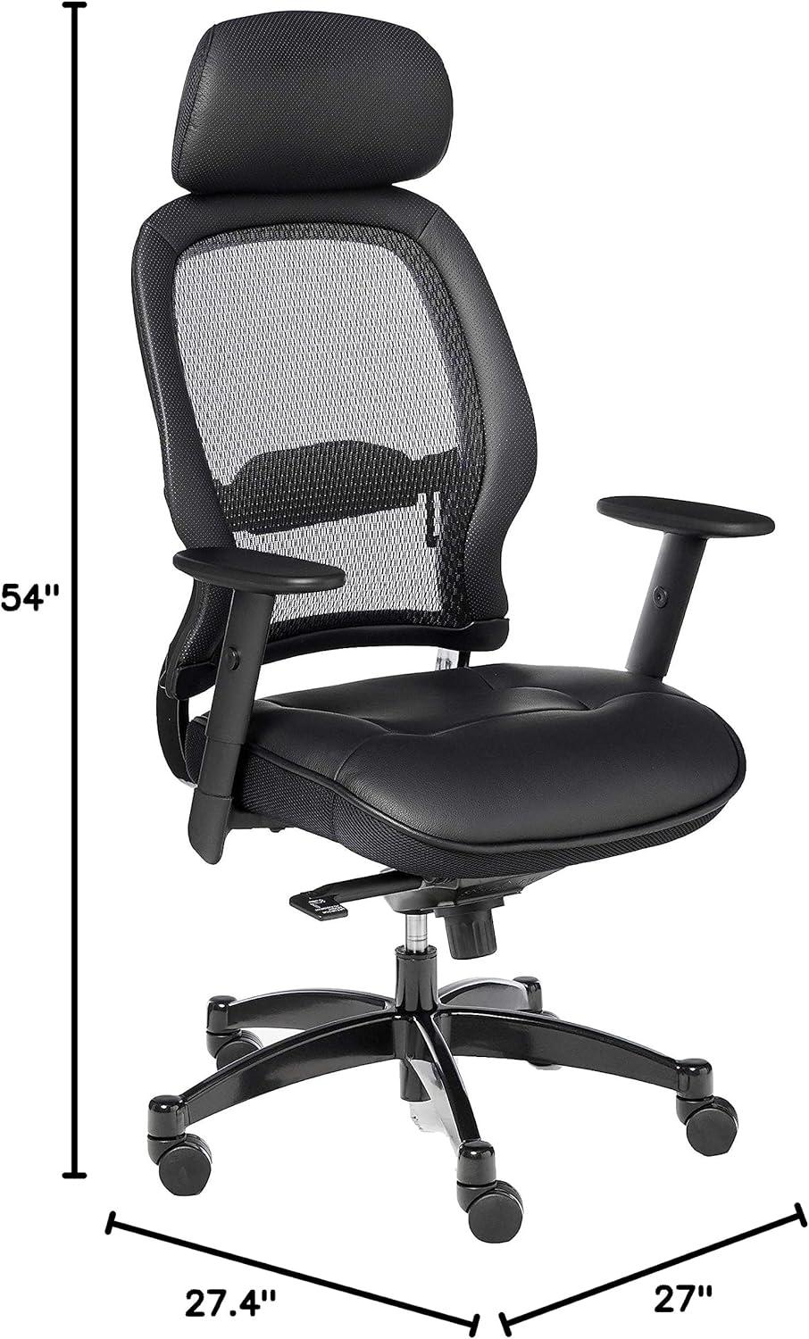 SPACE Deluxe Matrex Black Back Executive Office Chair with Leather Seat