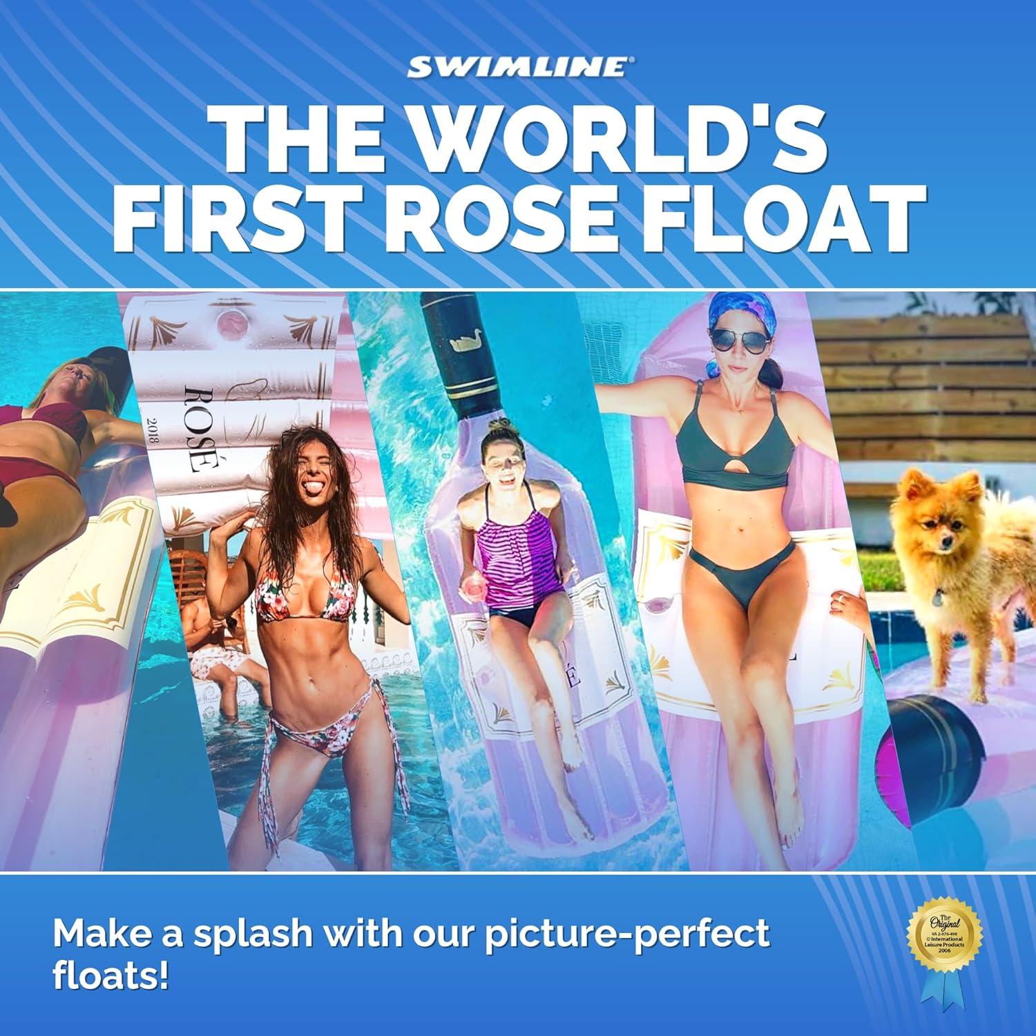 Swim Central 94" Pink Rose Bottle Inflatable Swimming Pool Lounge Float
