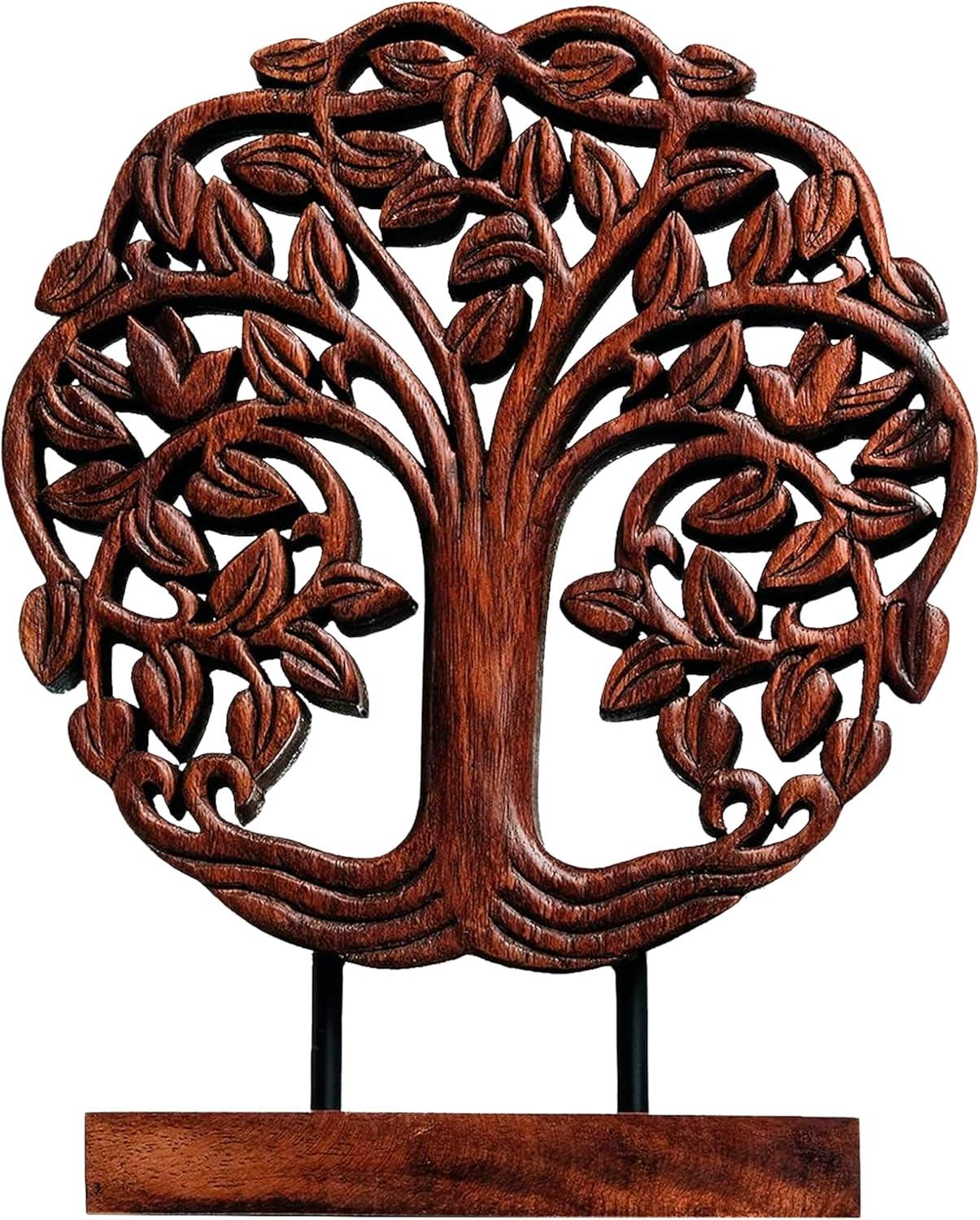 Decozen Wooden Tree of Life Sculpture – Gifts for Mom or Dad on Mother’s Day, Father’s Day, or Birthday – Acacia Wood Sculpture for Home, Office, Living Room, or Boho and Mantle Décor