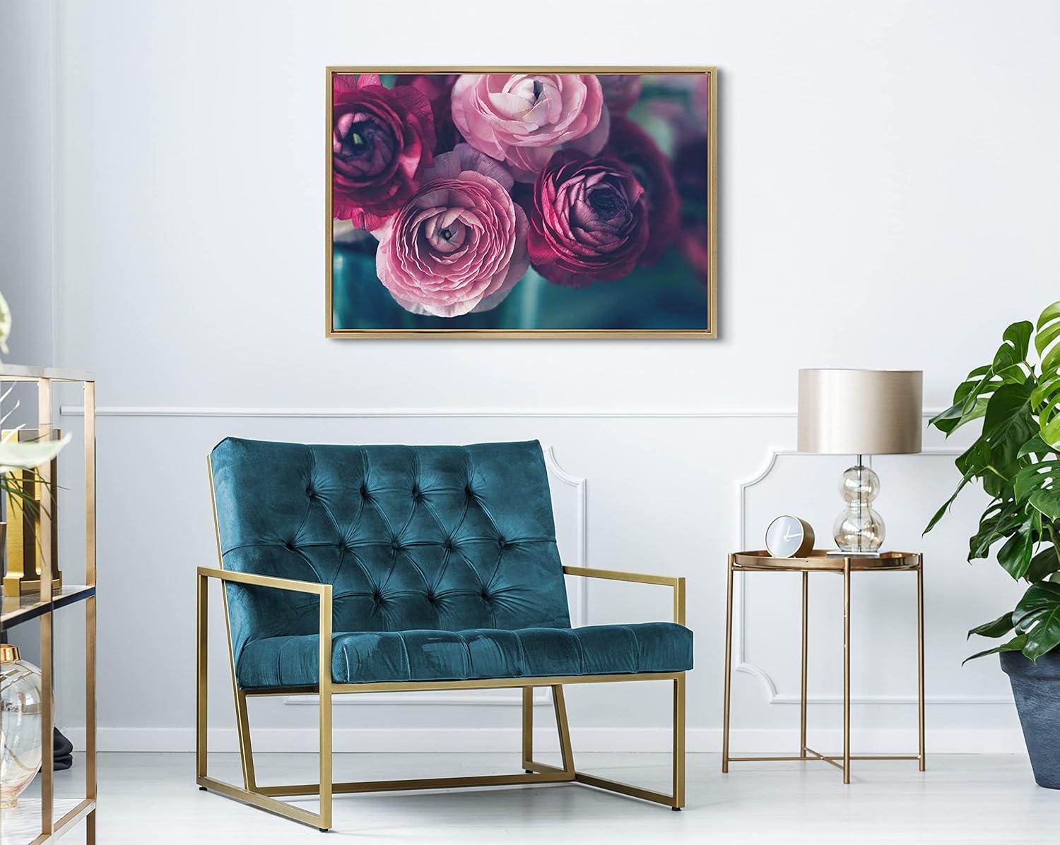 Gold Framed Floral Canvas Print, 23x33