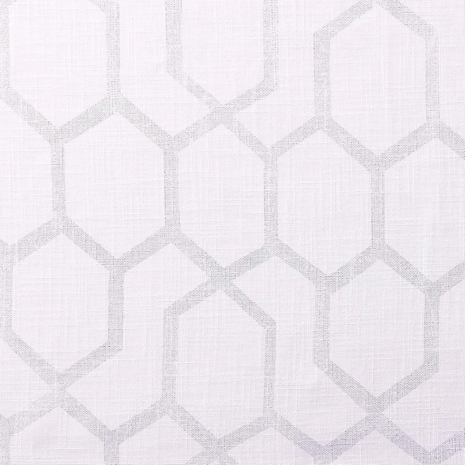 Set of 2 108"x54" Panza Sheer Linen Printed Metallic Geometric Grommet Top Window Curtain Panel White Silver Print - Exclusive Home