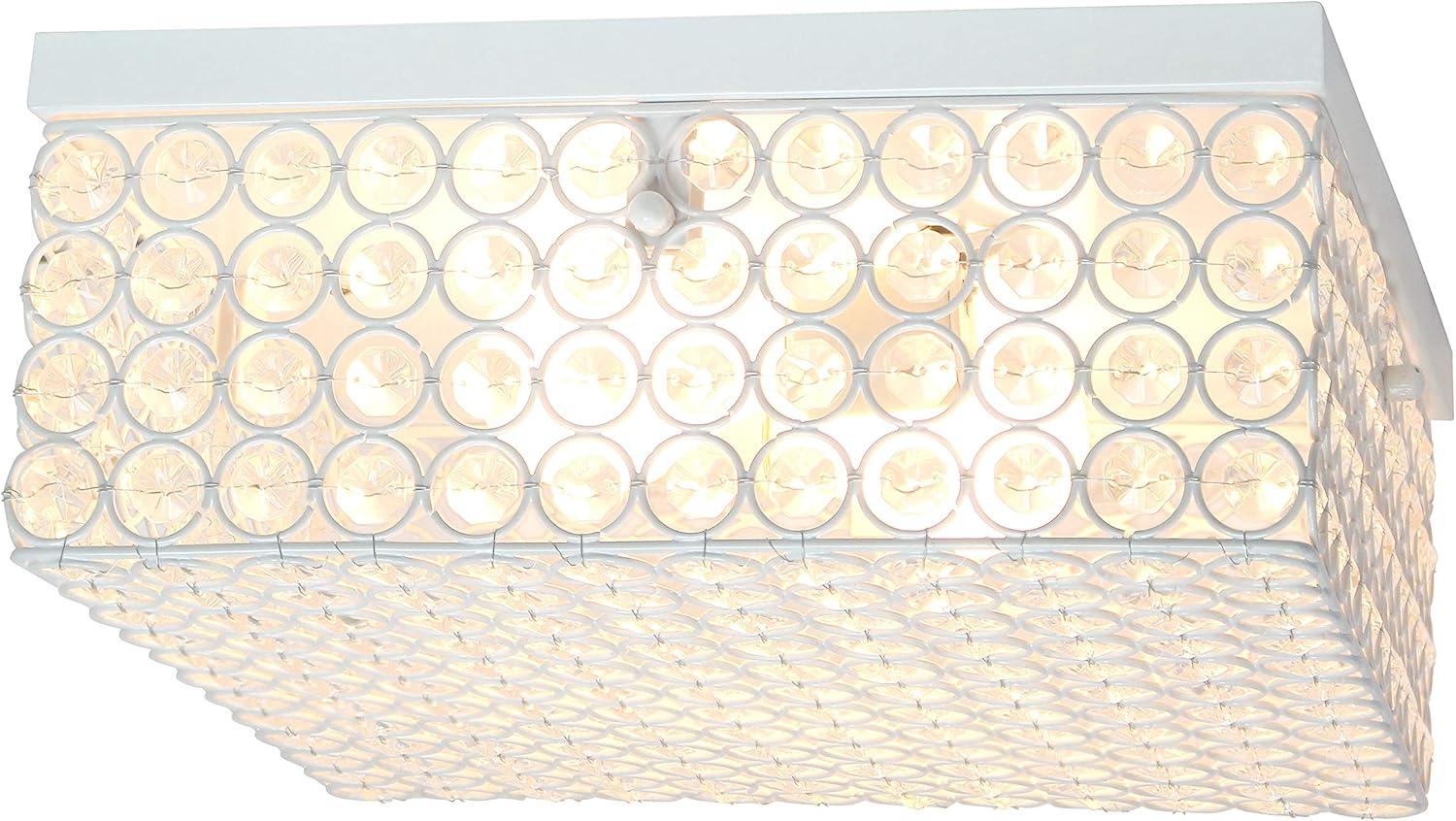 White Crystal Rectangle Close-To-Ceiling Light Fixture