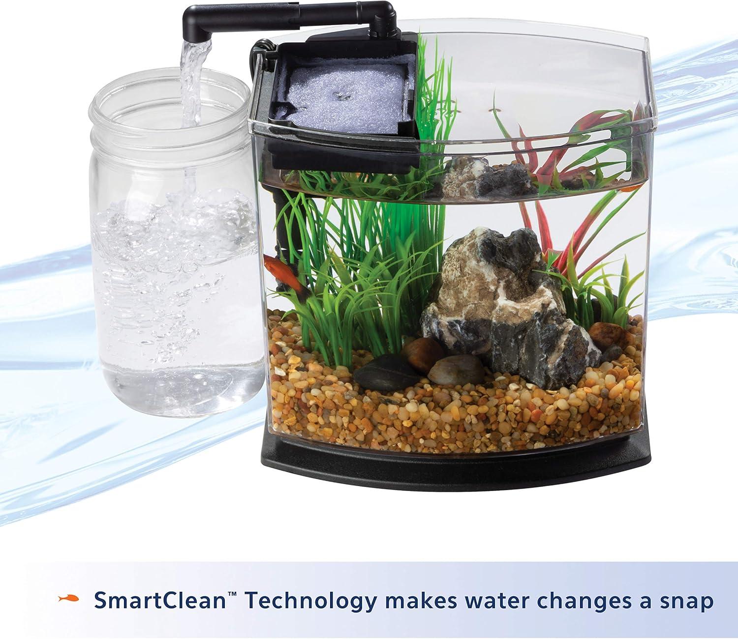 TiaGOC LED MiniBow Small Aquarium Fish Kit with SmartClean Technology, Blue, 1 Gallon