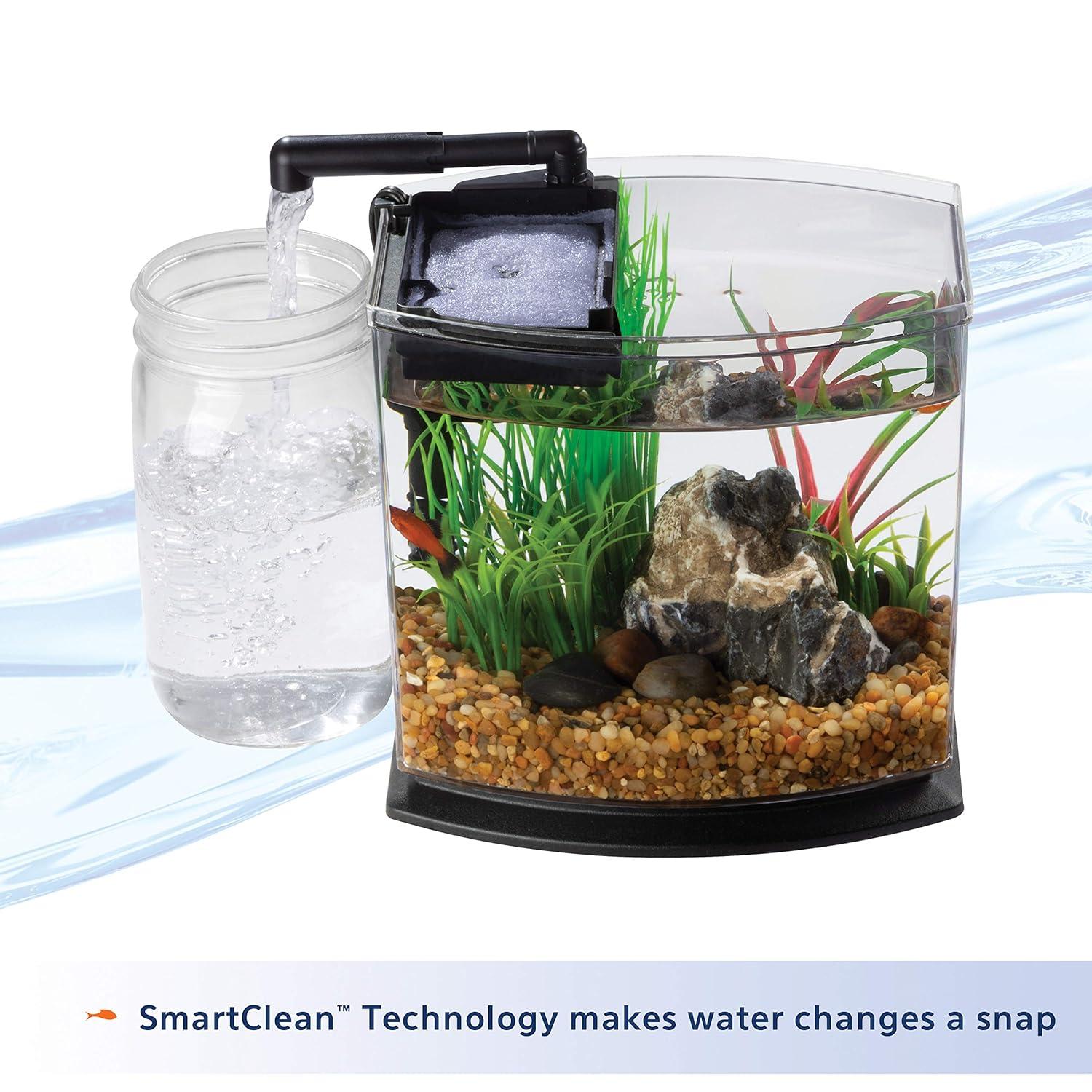 TiaGOC LED MiniBow Small Aquarium Fish Kit with SmartClean Technology, Blue, 1 Gallon