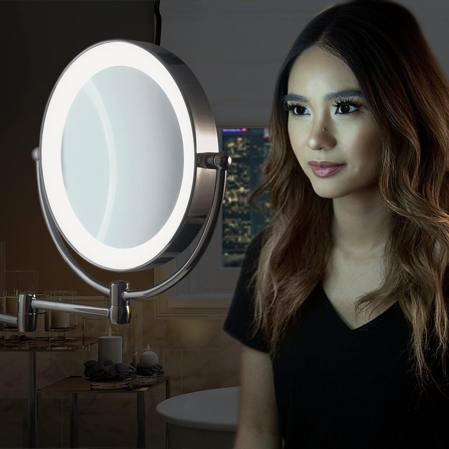 Zadro LED Wall Mounted Makeup Mirror w/ Magnification & Extendable Arm