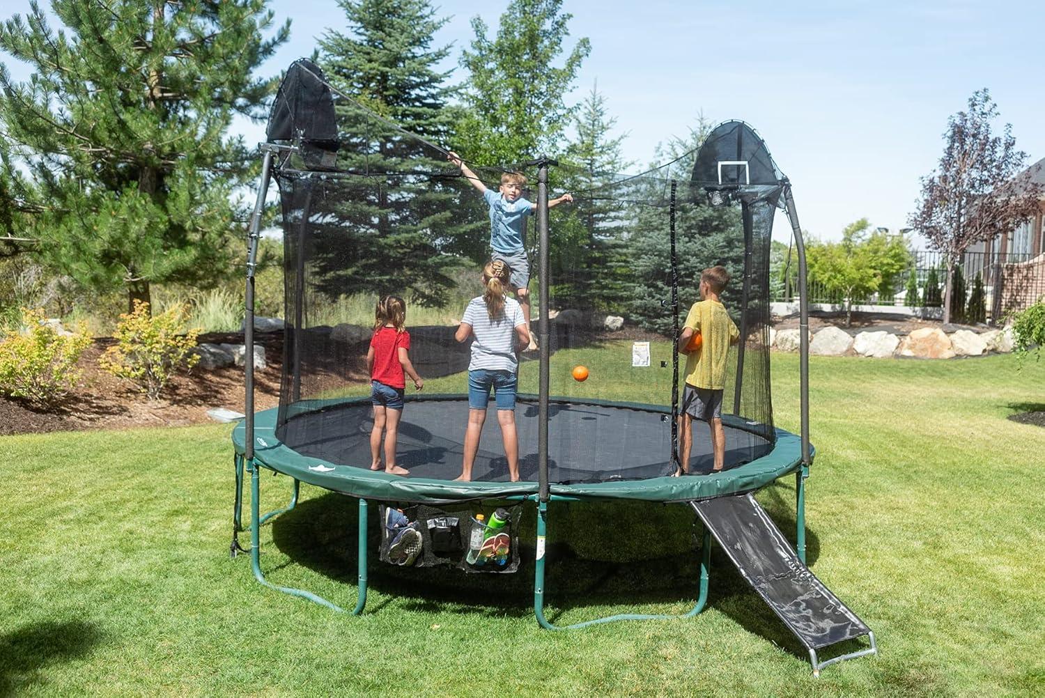 14ft Black Polyester Trampoline Safety Net with Straps