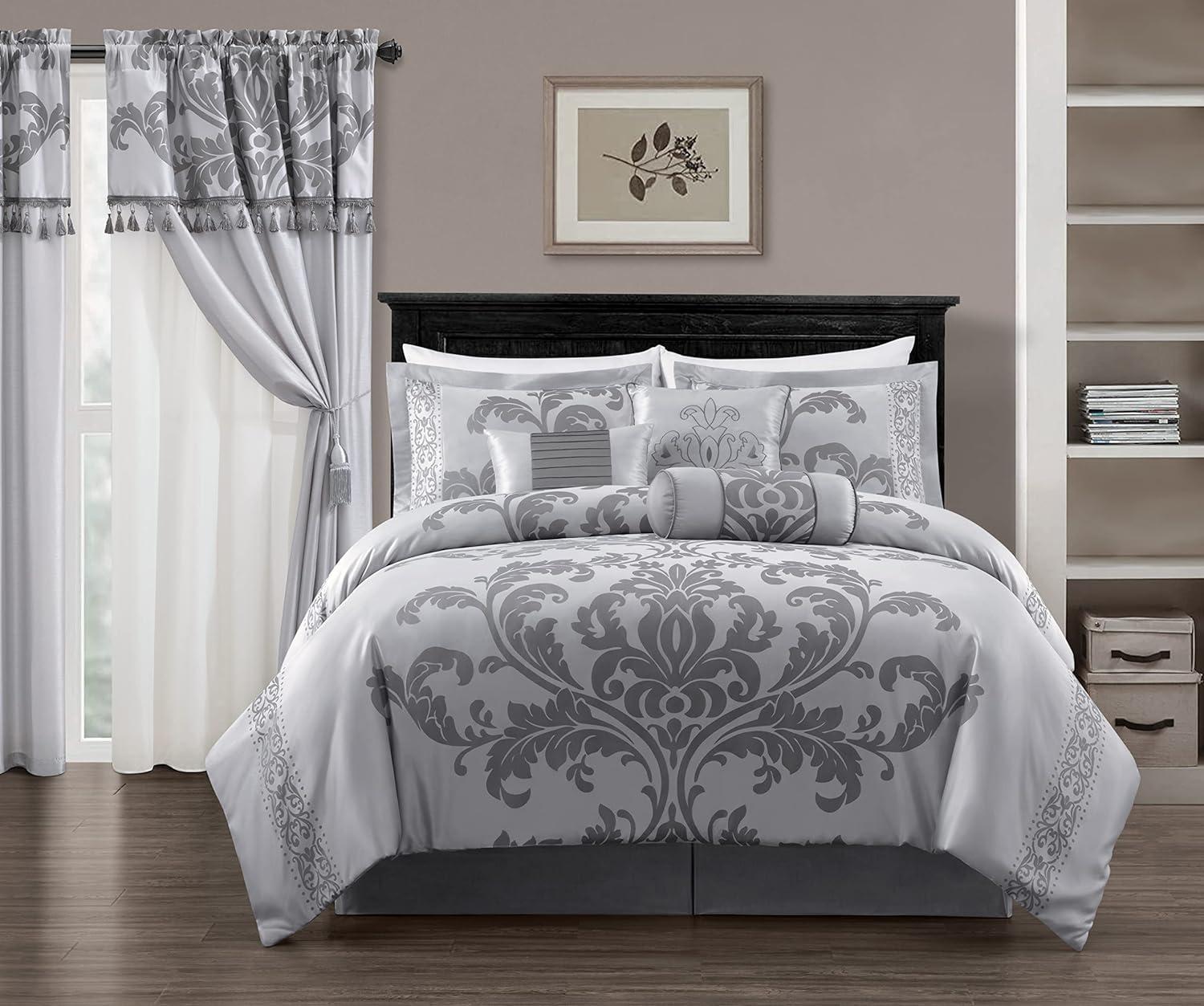 Royale Jacquard Floral 7 Piece Comforter Set