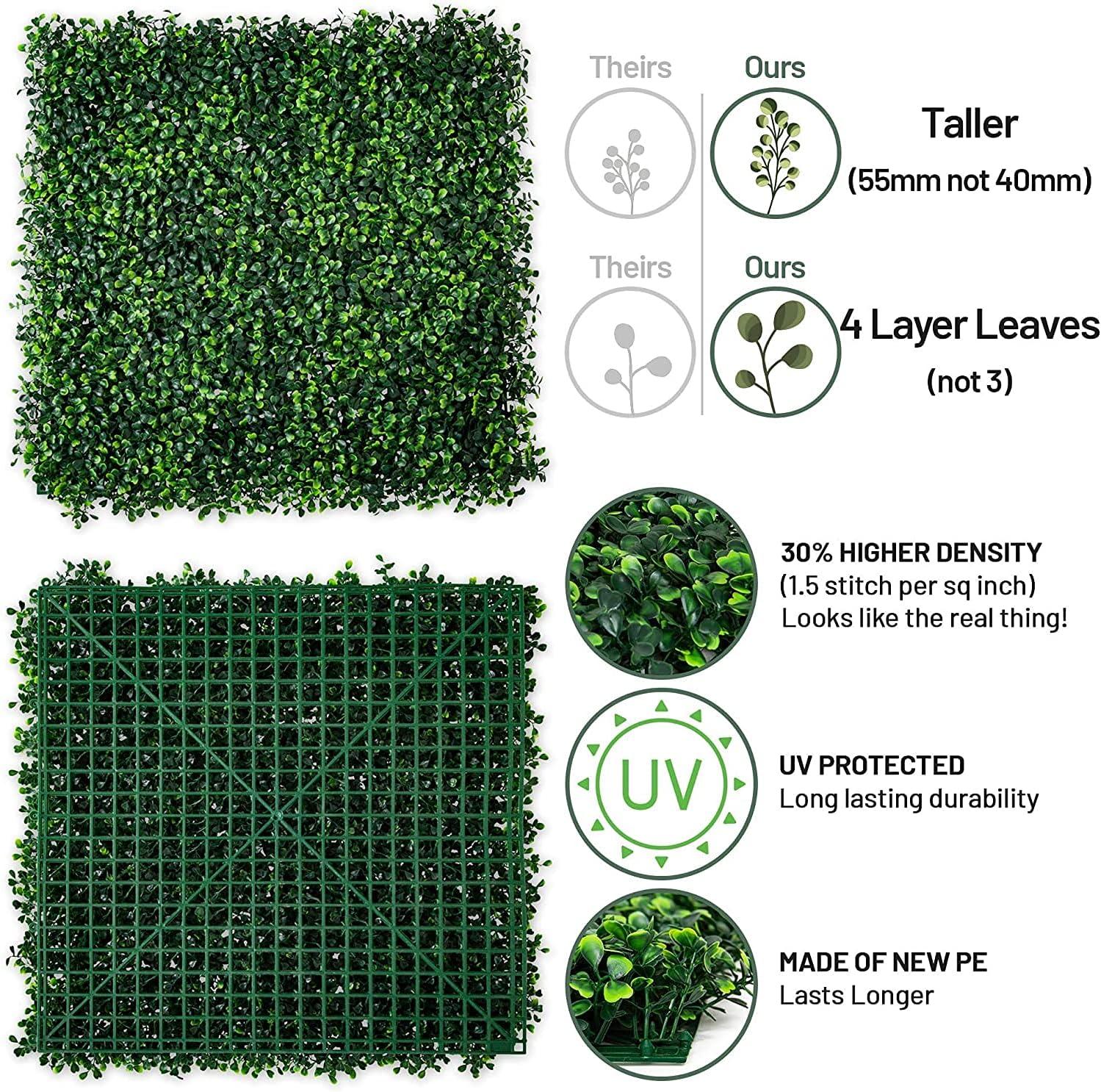 e-joy 12 Piece Artificial Topiary Hedge Plant Privacy Fence Screen Greenery Panels Suitable for Both Outdoor or Indoor, Garden or Backyard and Home Decorations, Boxwood 20'' L x 20'' H