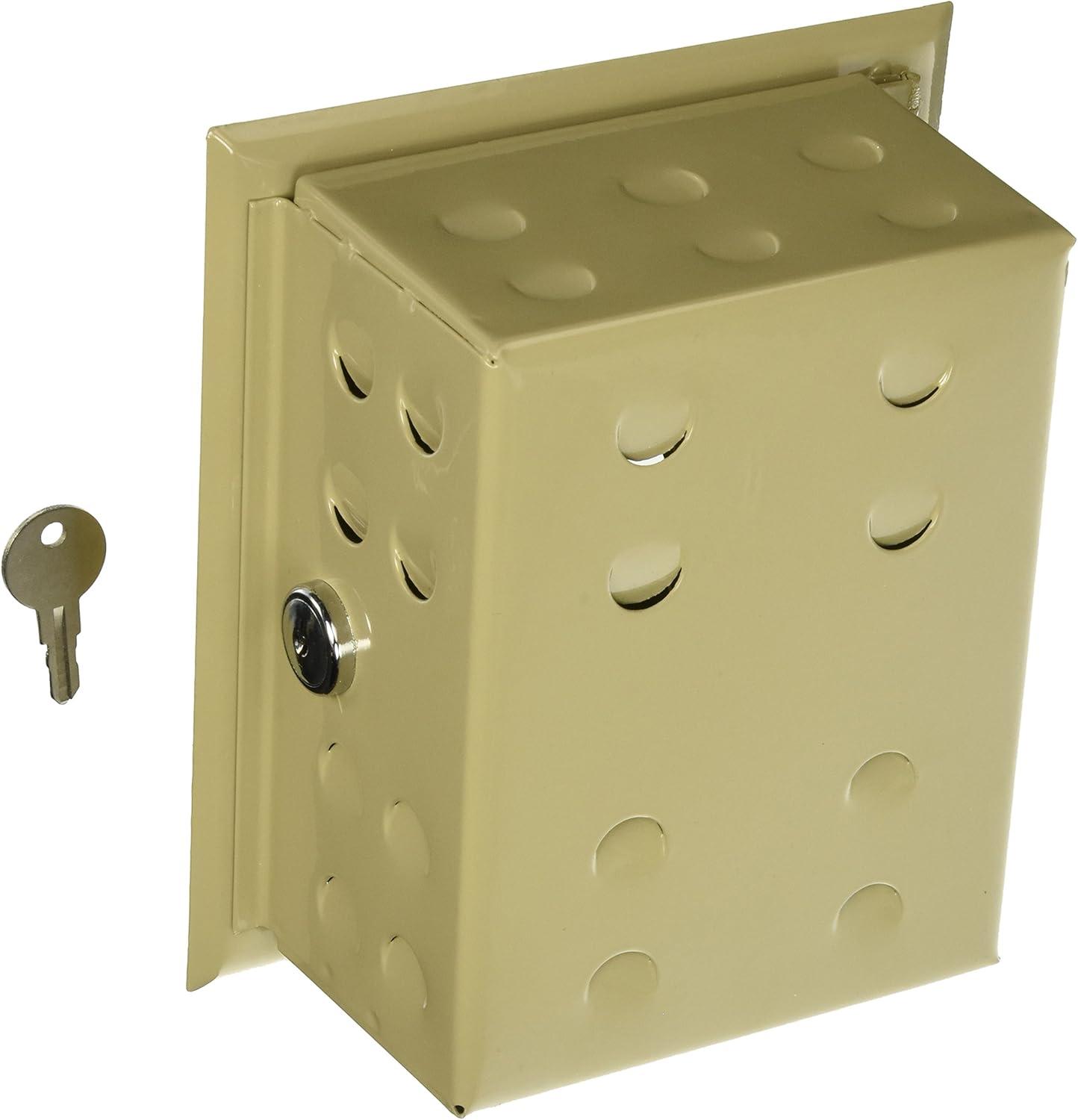 Beige Metal Lockable Thermostat Guard for Homes and Offices