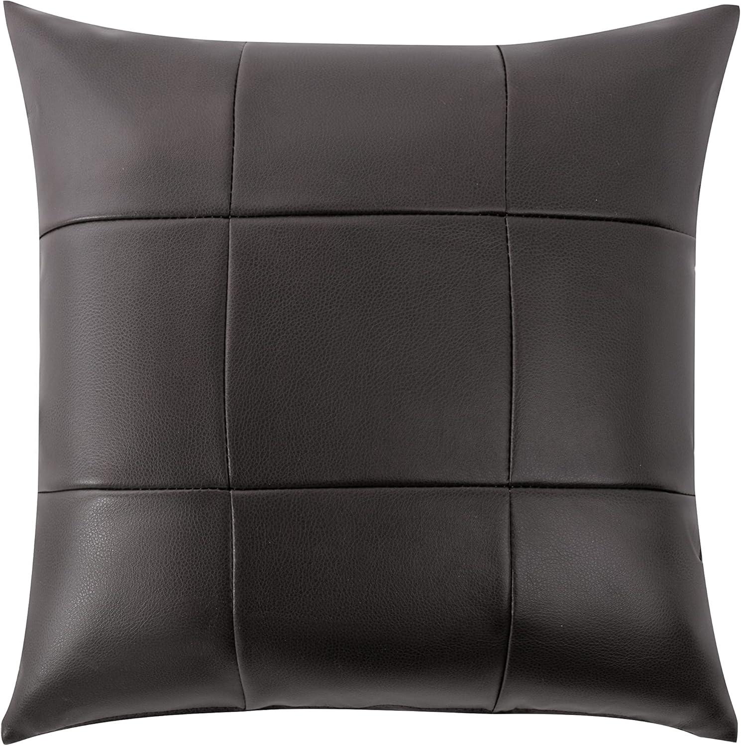 Chocolate Faux Leather Three-Seater Sofa with Removable Cushions