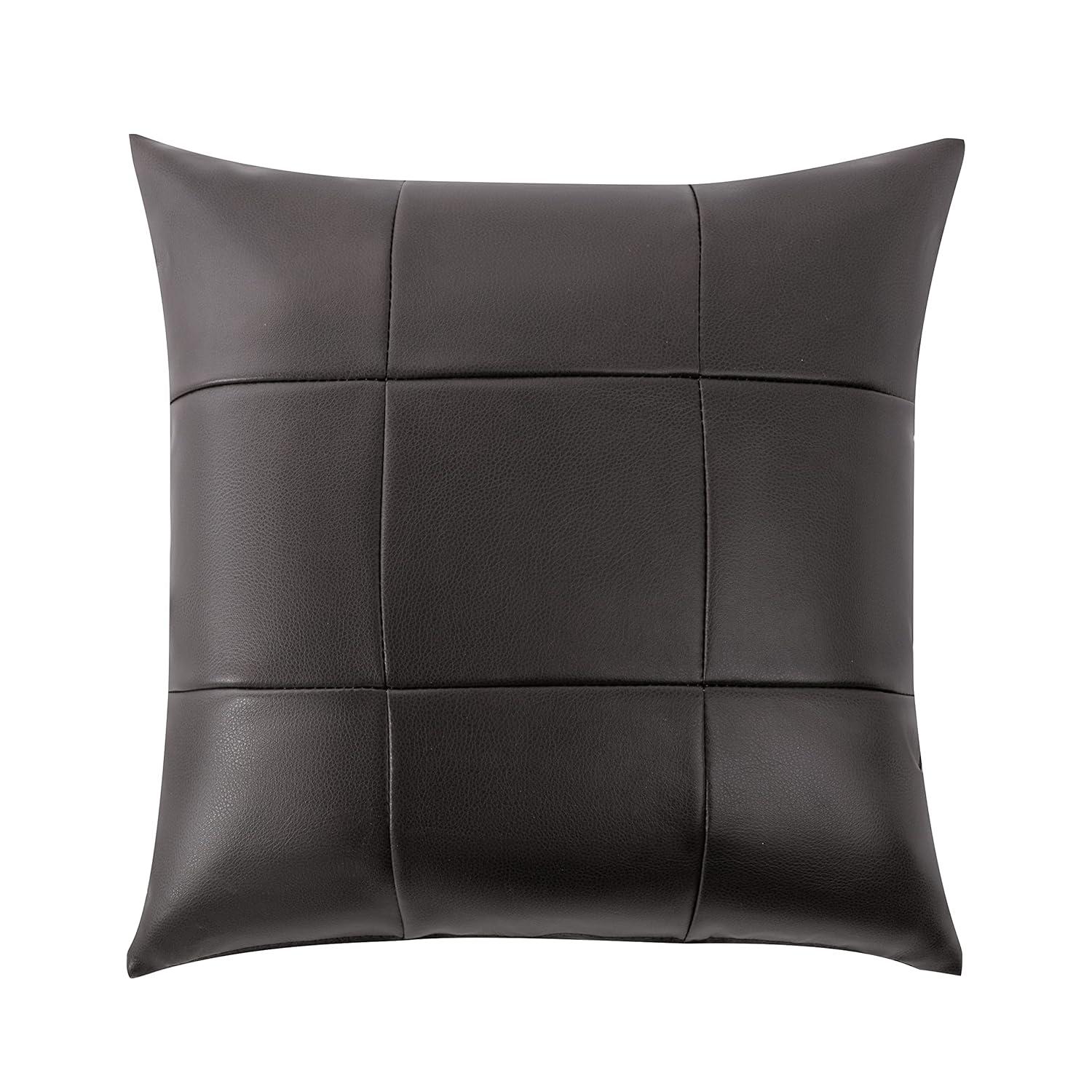 Chocolate Faux Leather Three-Seater Sofa with Removable Cushions