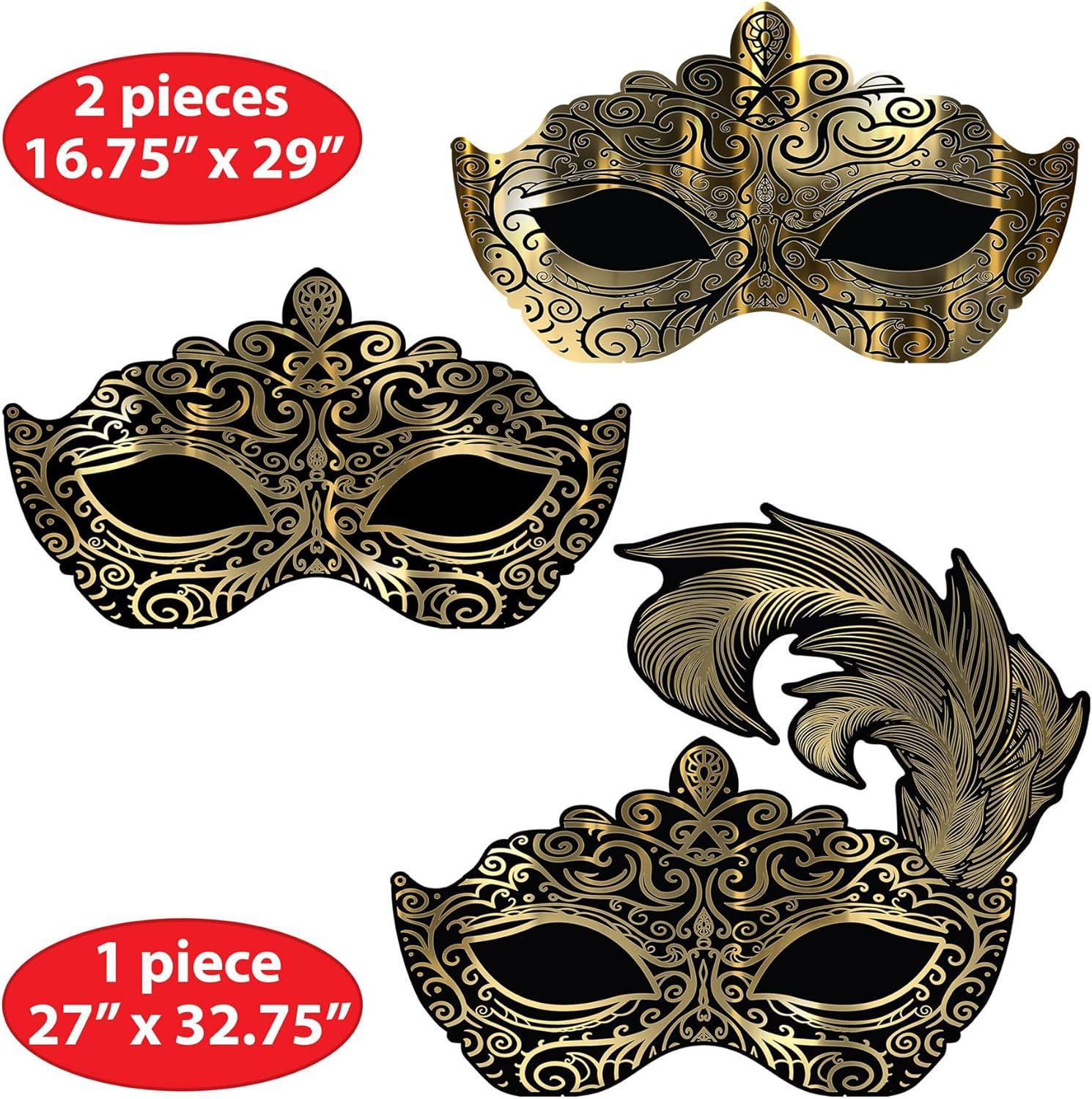 Beistle Masquerade Mask Wall Decorations, Asstd, (3/Box) Multicolored