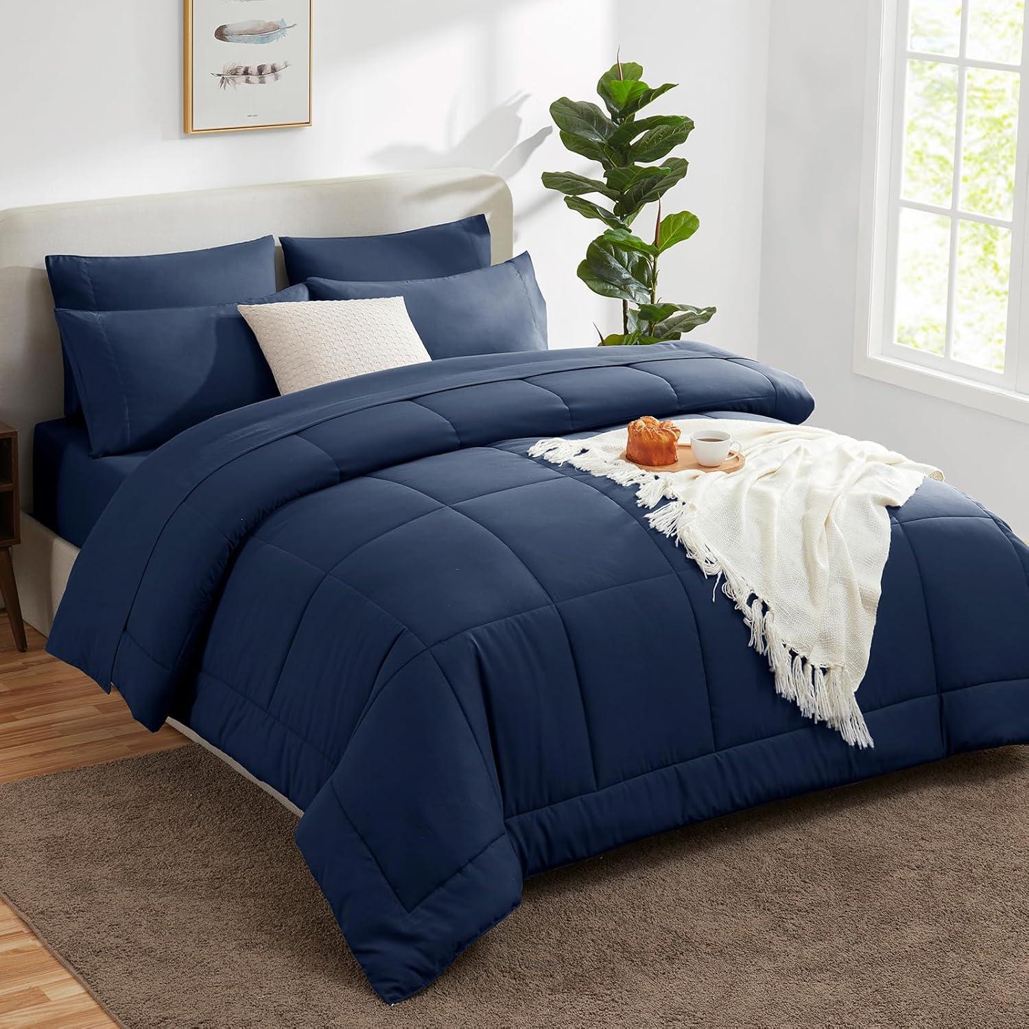 Sweet Home Collection All Season Bed-in-A-Bag 5pc/7pc Solid Color Comforter & Sheet Set Ultra Soft Bedding by Sweet Home Collection