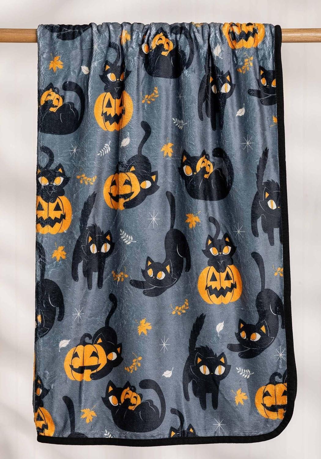 Quirky Black Kitty Throw Blanket