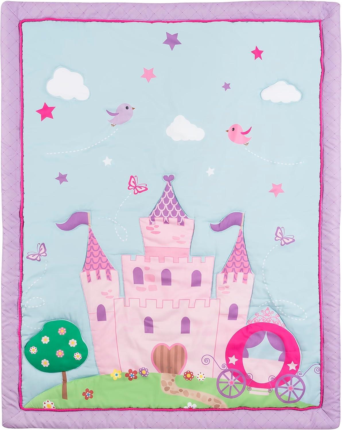 Everyday Kids 3 Piece Girls Crib Bedding Set -Princess Storyland